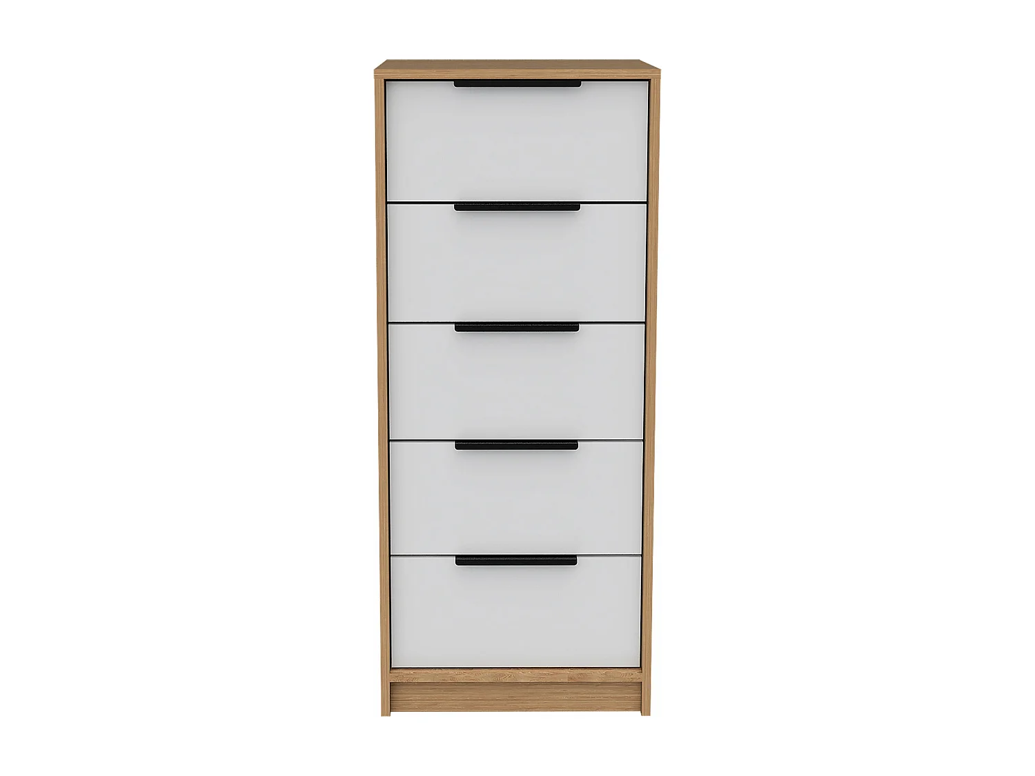 Coffre à 5 tiroirs Kaia, avec poignées en métal , 107.69 cm X 44.95 cm X 41.14 cm , White / Honey