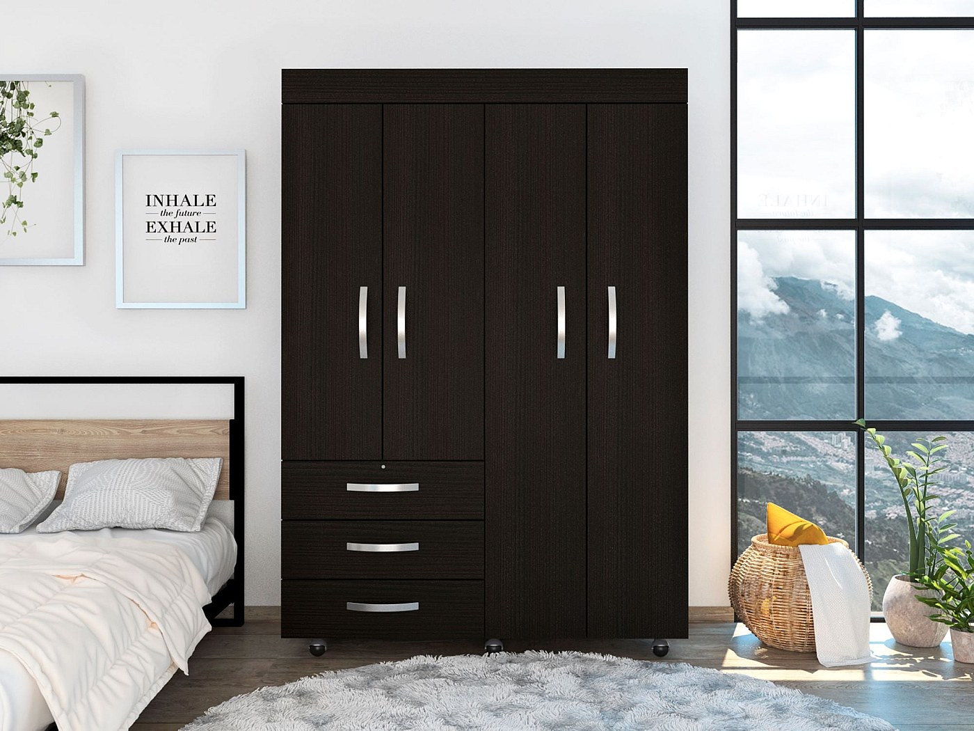 Armadio Mobile HOMCOM Su Ruote, Con Asta Appendini E Ripiani Aperti, 80x40x128 Cm, Effetto Legno