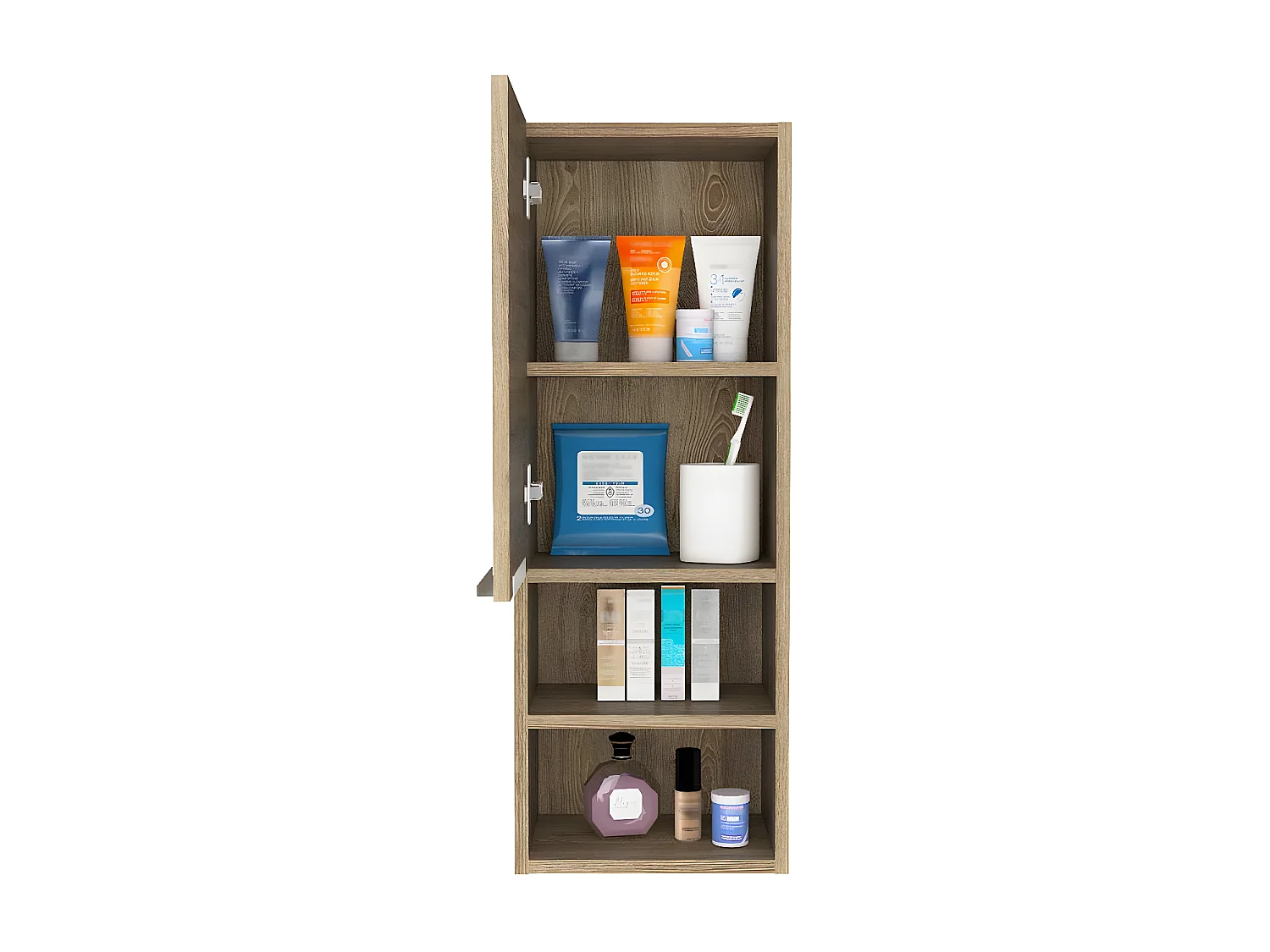 Mobile da parete per bagno Mila, con ripiani , 81.71 cm X 29.99 cm X 25.50 cm , Beige