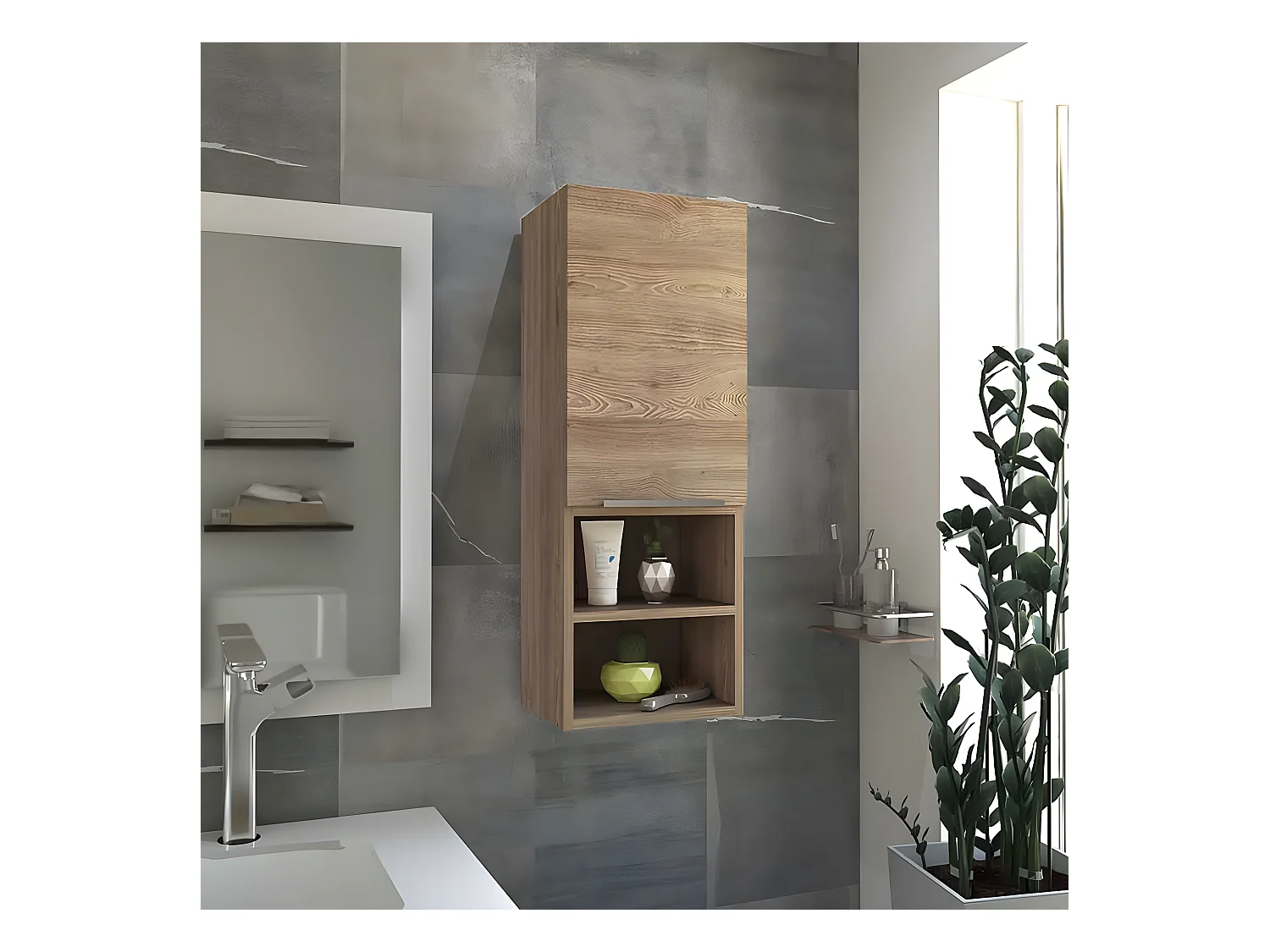 Armoire murale de salle de bain Mila, avec étagères , 81.71 cm X 29.99 cm X 25.50 cm , Beige