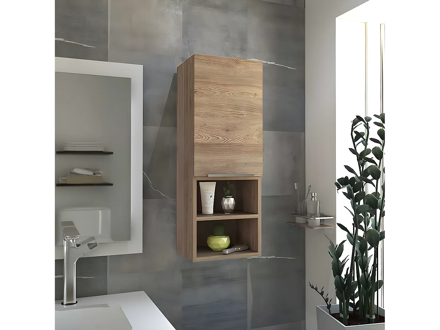 Armoire murale de salle de bain Mila, avec étagères , 81.71 cm X 29.99 cm X 25.50 cm , Beige