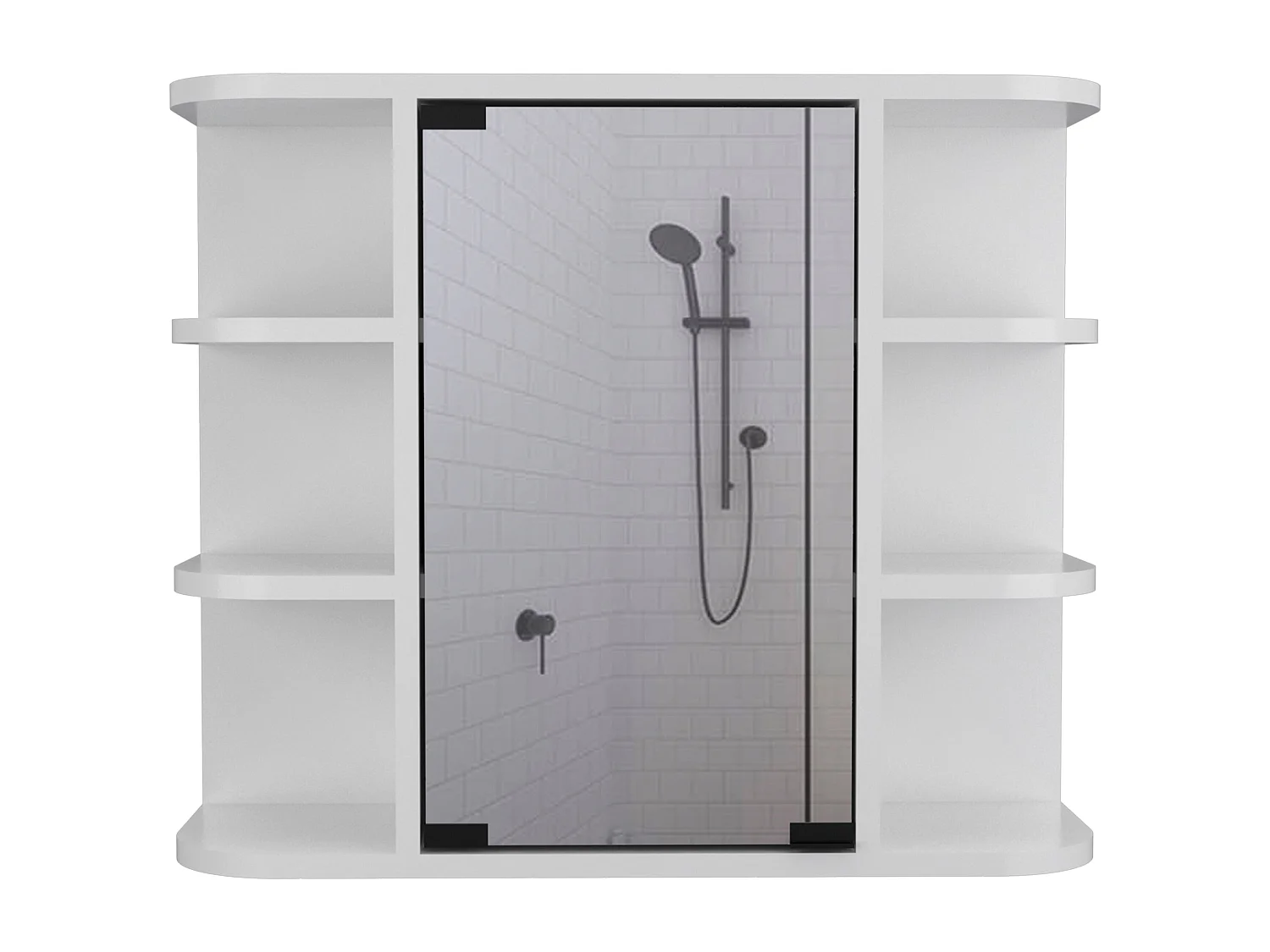 Mobile da parete per bagno Milan con ripiani e specchio, 49.98 cm X 59.99 cm X 18.99 cm , Bianco