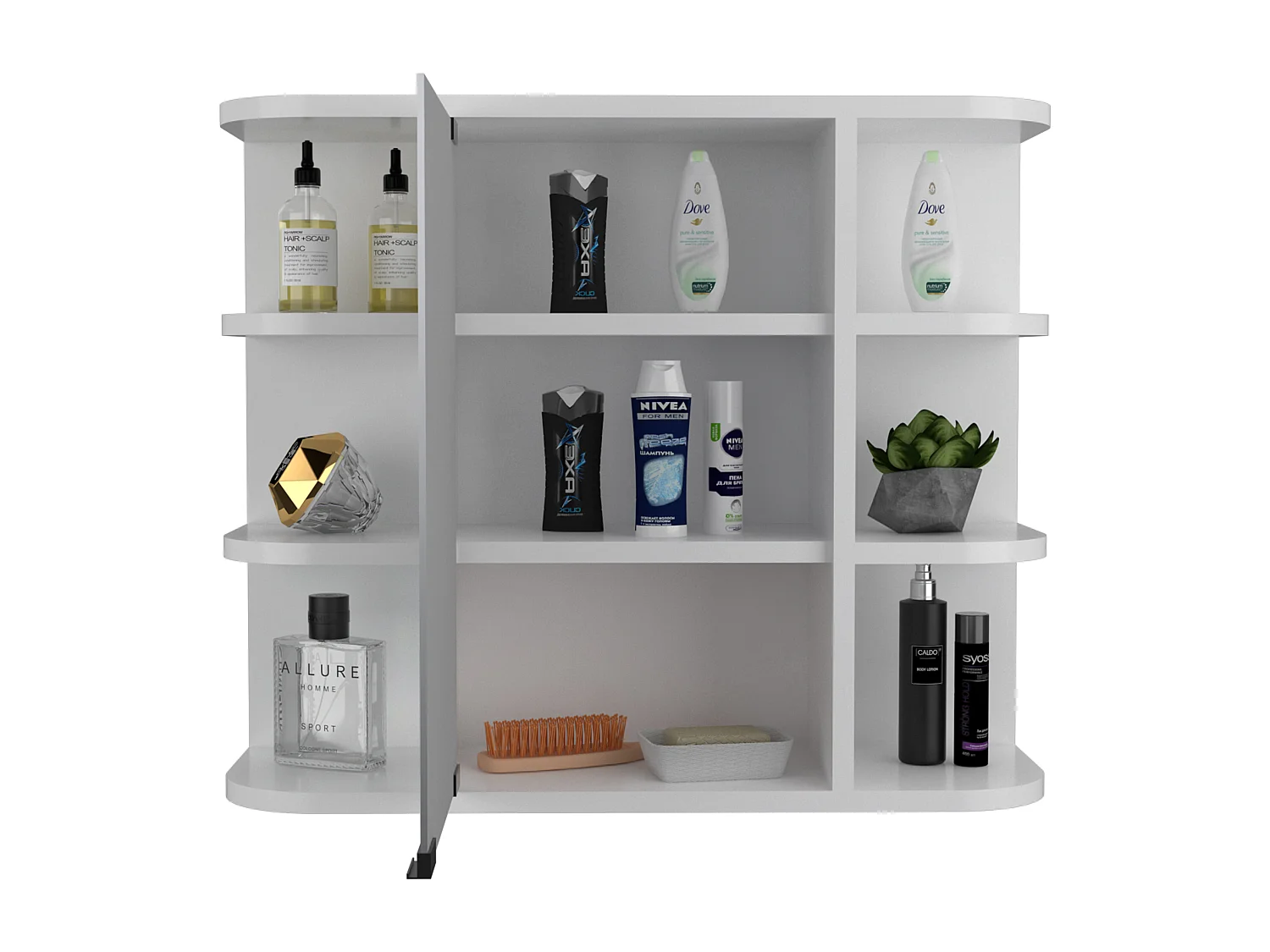 Armario de Pared para Baño Milán con Estantes y Espejo , 49.98 cm  X 59.99 cm  X 18.99 cm  , Blanco