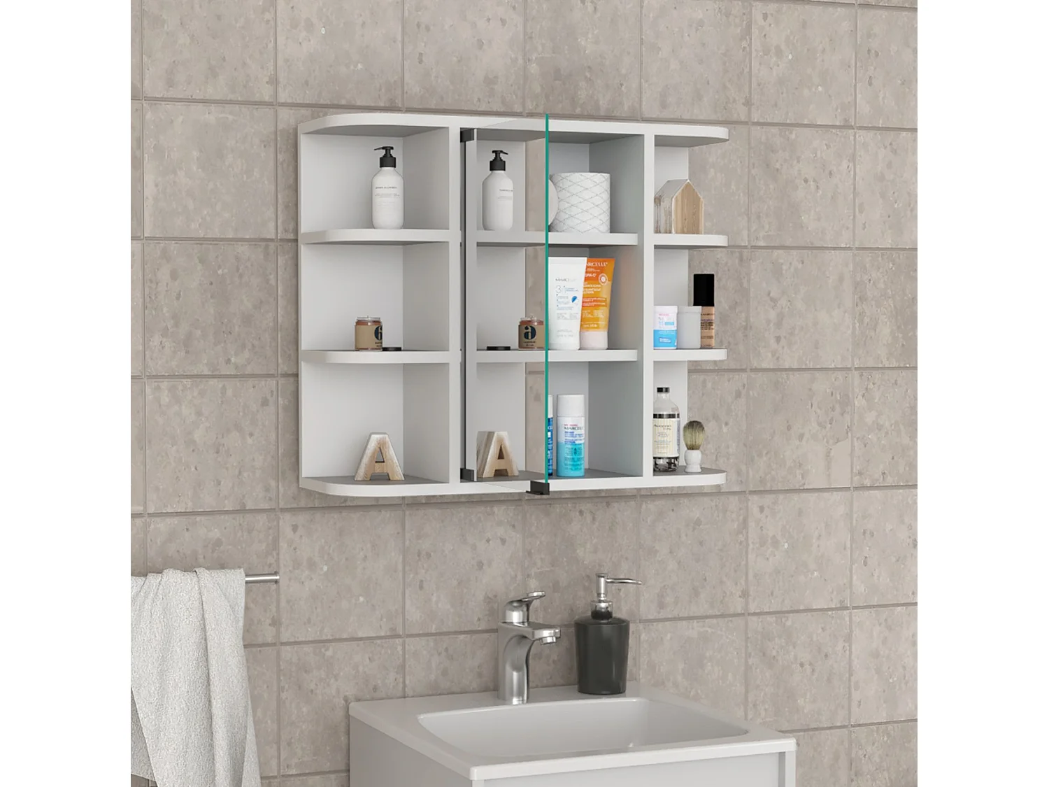 TUHOME CONCEPT Armario de baño de pared Milan de 60 cm, blanco
