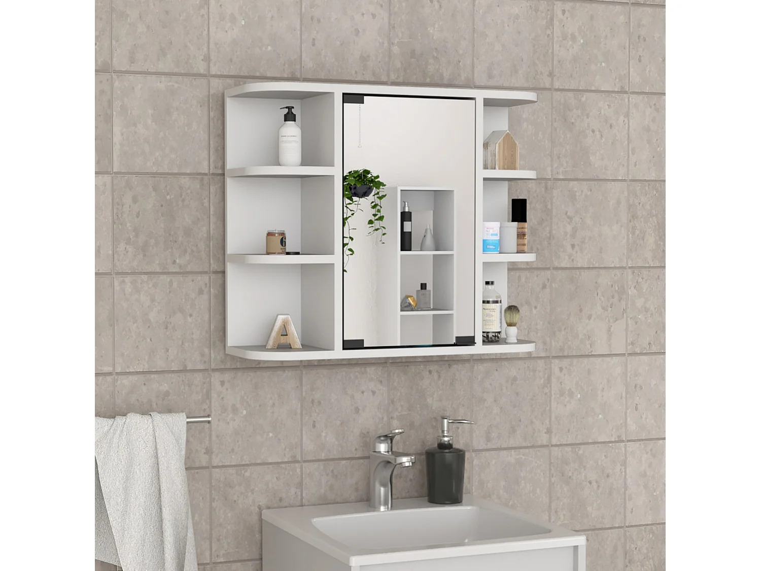 TUHOME CONCEPT Armario de baño de pared Milan de 60 cm, blanco