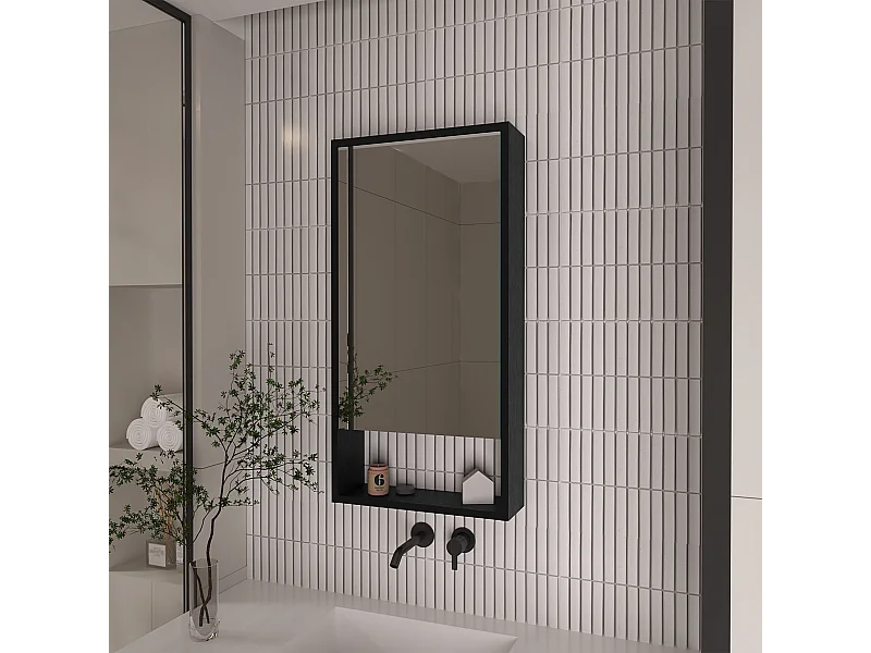 Armoire de toilette Mariana avec étagère ouverte , 89.91 cm X 45.46 cm X 14.22 cm , Noir