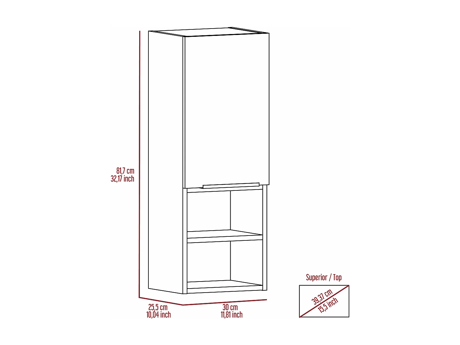 Mobile da parete per bagno Mila, con ripiani , 81.71 cm X 29.97 cm X 25.50 cm , Grigio / argento