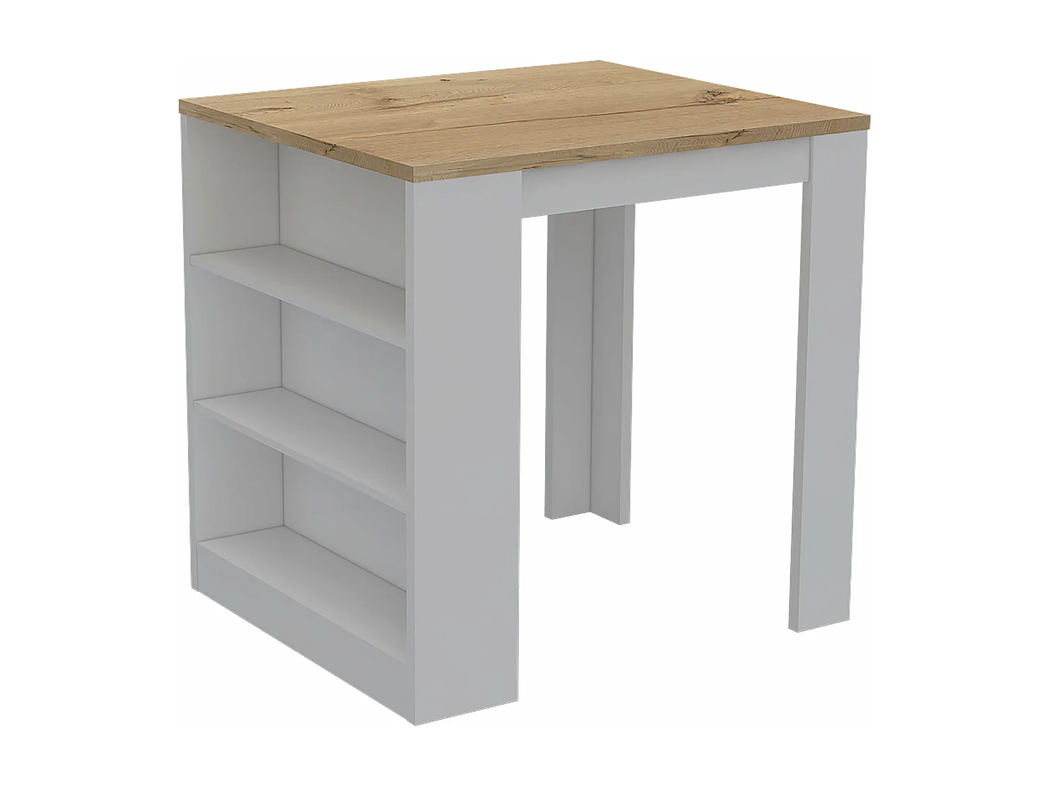 Table de salle à manger Tanna avec des étagères Blanc neige / Dune