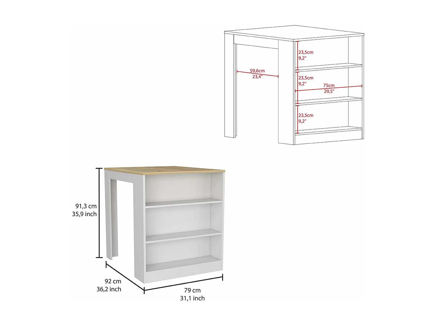 Tavolo da pranzo Tanna, con ripiani