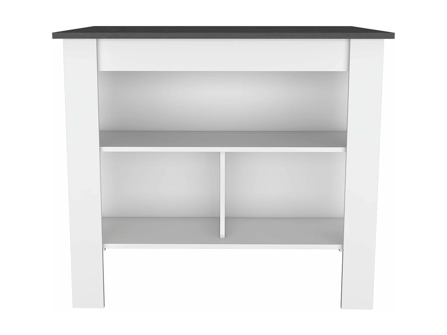 Ilot de cuisine Cala avec trois étagères et quatre pieds , 89.91 cm X 102.87 cm X 69.85 cm , Multicolore