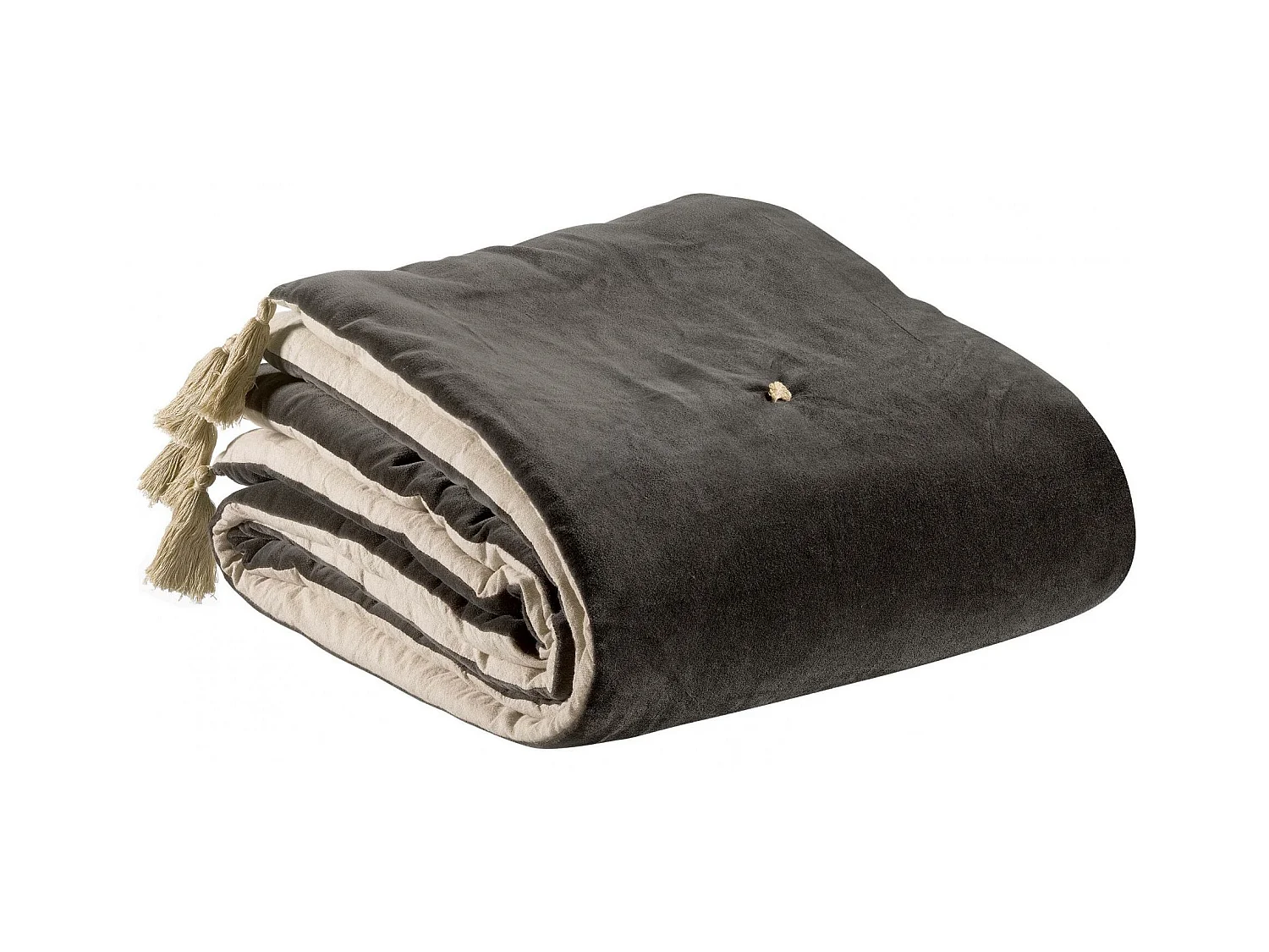 Edredon pompons Elise tonnerre 80 x 180 cm Vivaraise