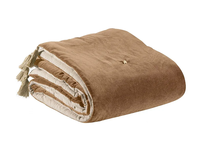 Edredon pompons Elise ficelle 80 x 180 cm Vivaraise
