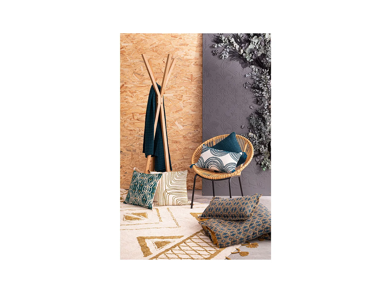 Jeté de lit Swami petrole 240 x 260 cm Vivaraise