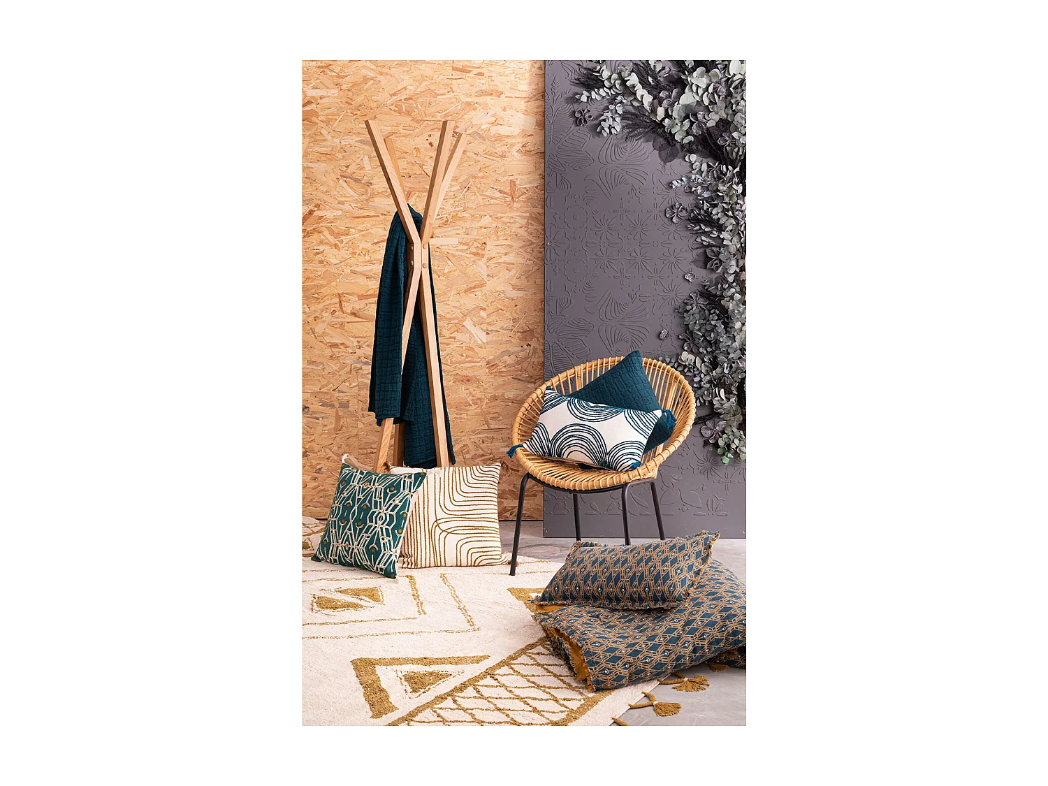 Jeté de lit Swami petrole 240 x 260 cm Vivaraise