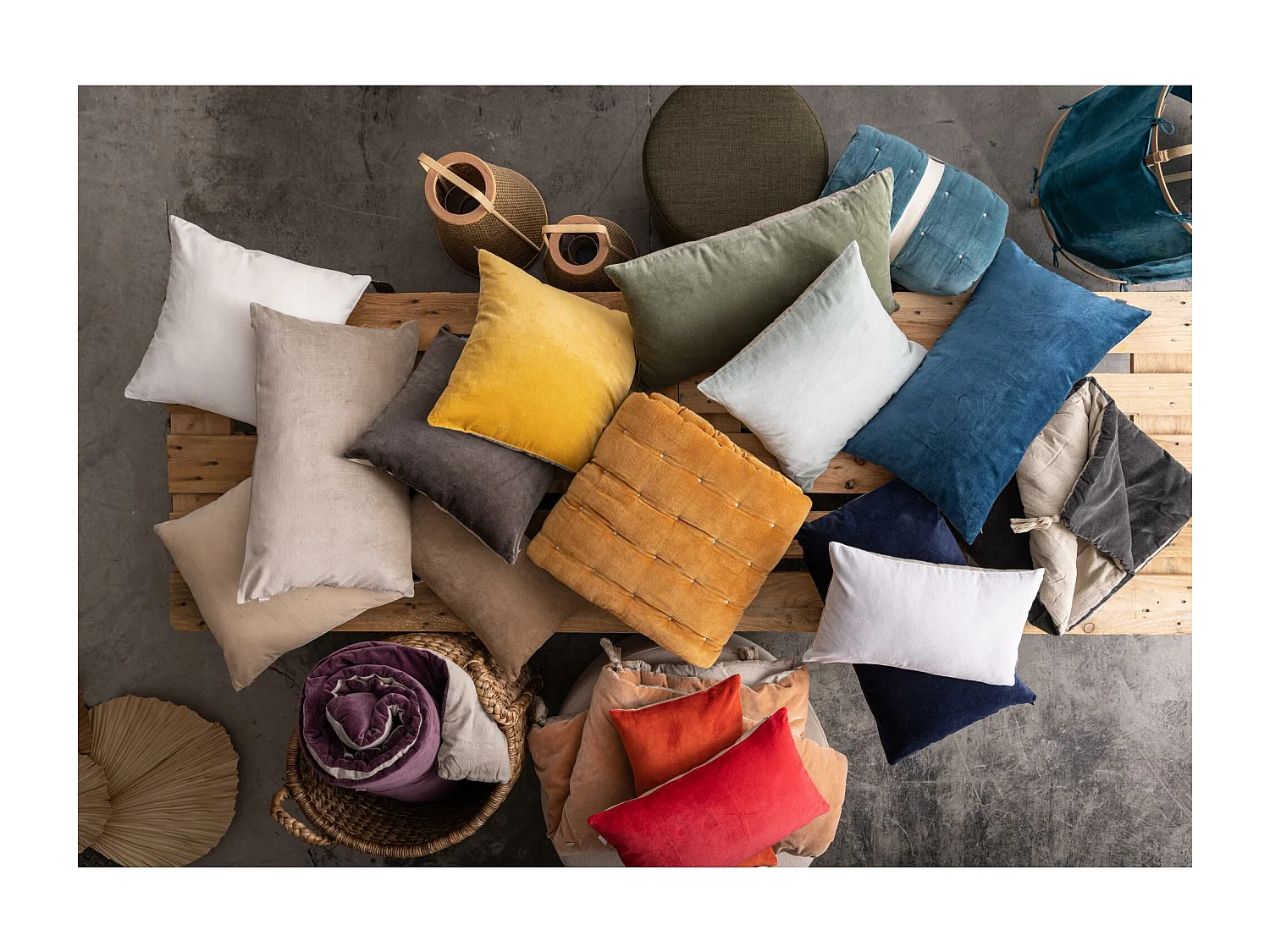 Edredon pompons Elise verveine 80 x 180 cm Vivaraise