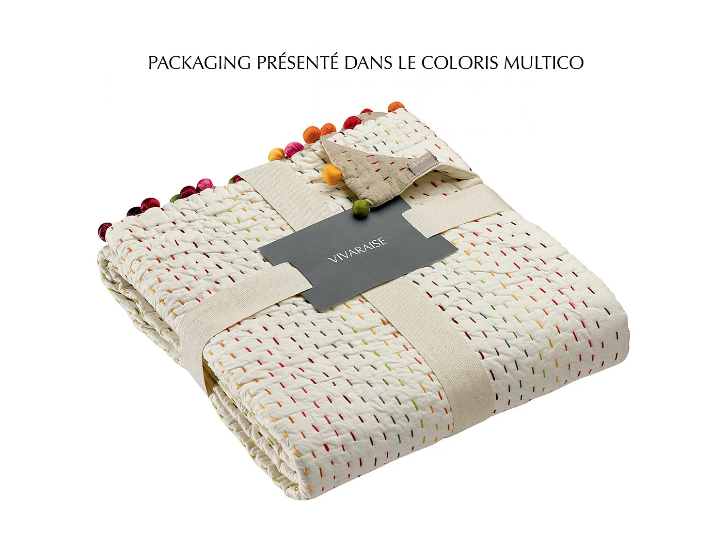 Courtepointe Gastounet multico 180 x 180 cm Vivaraise