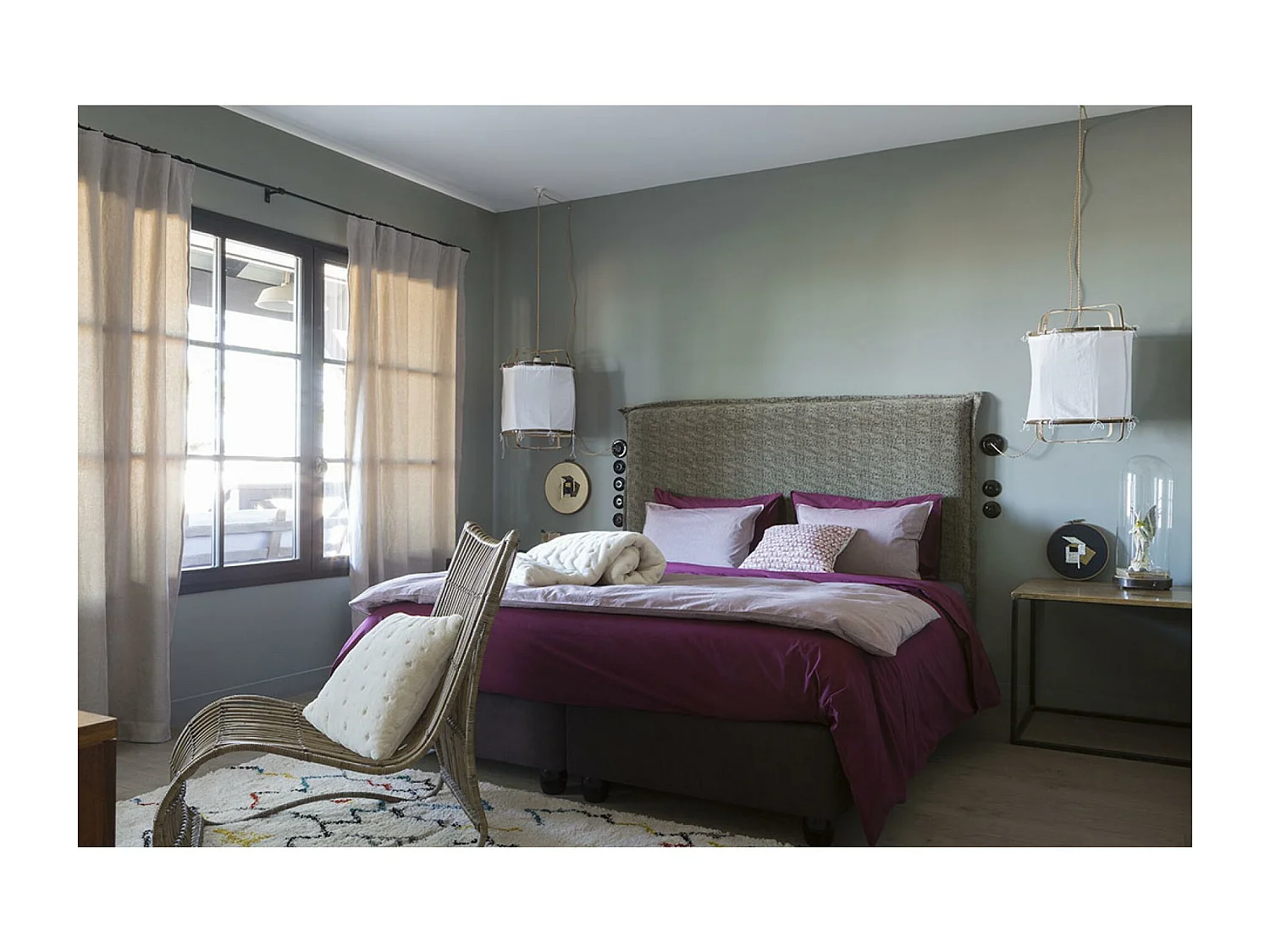 Drap housse Noche lie de vin 90 x 190 cm Vivaraise