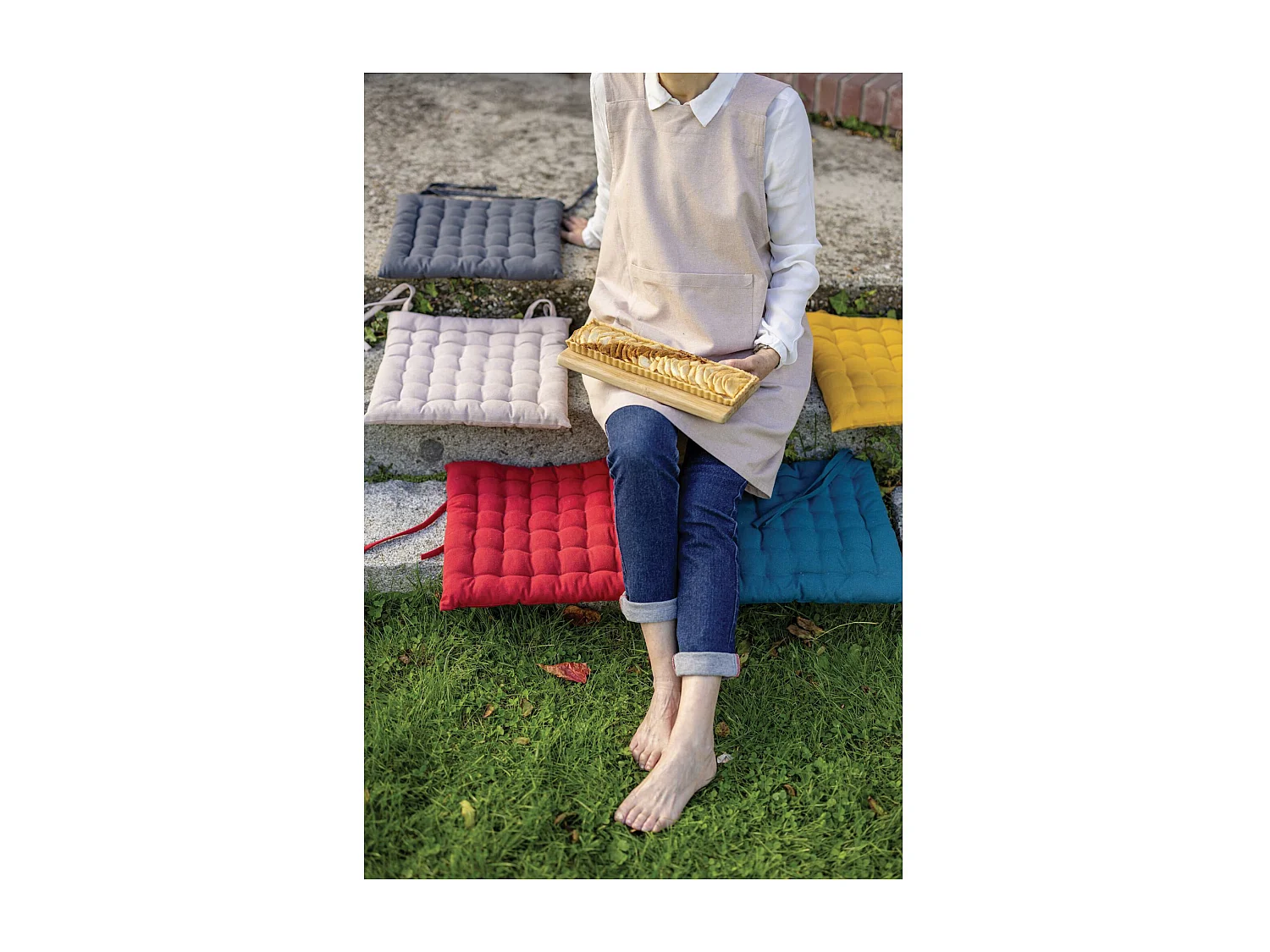 Galette de chaise 36 points Zea recyclée ombre 38 x 38 x 3 cm Winkler