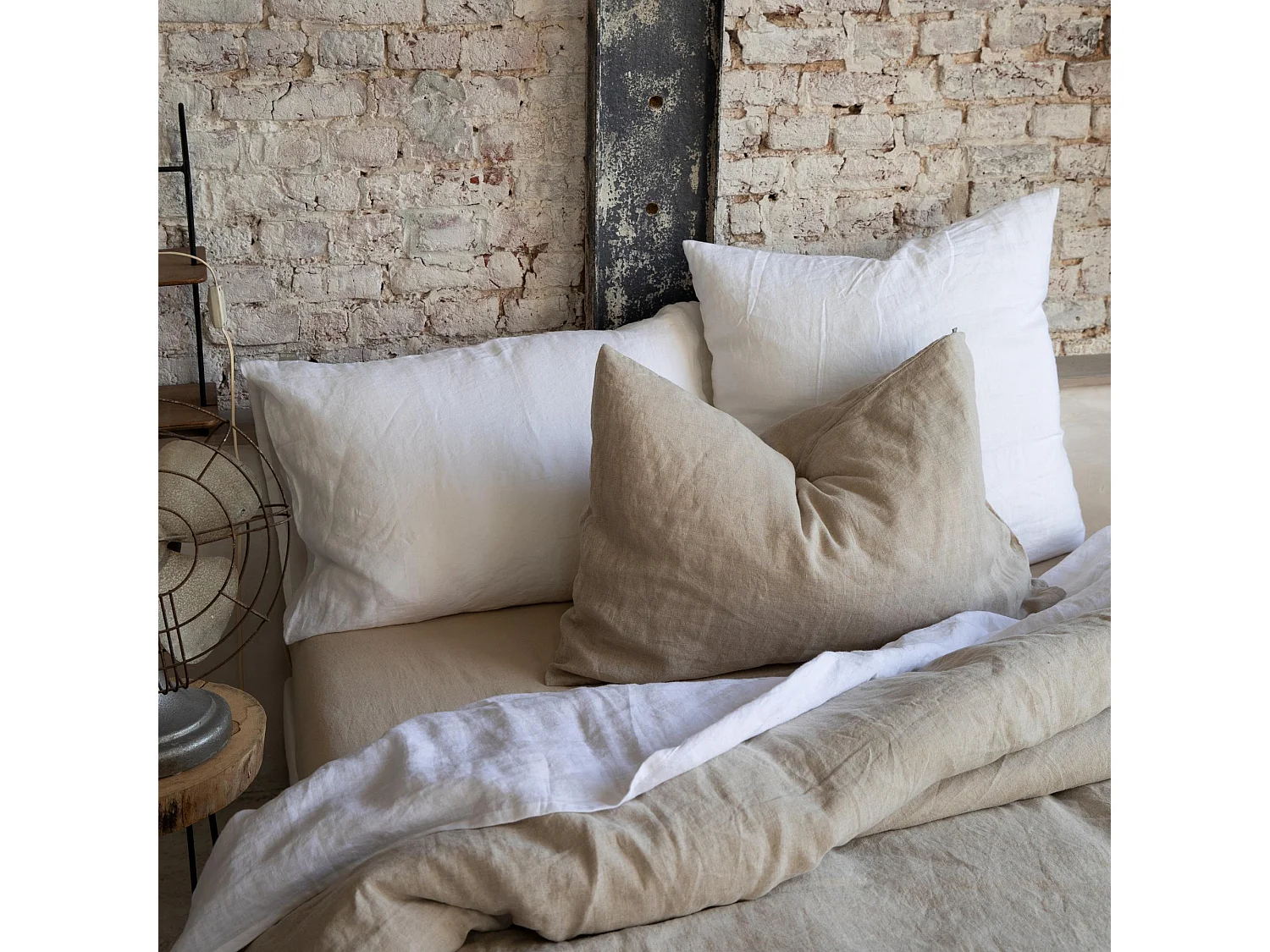 Taie d'oreiller Stonewashed Zeff prusse 50 x 75 cm Vivaraise