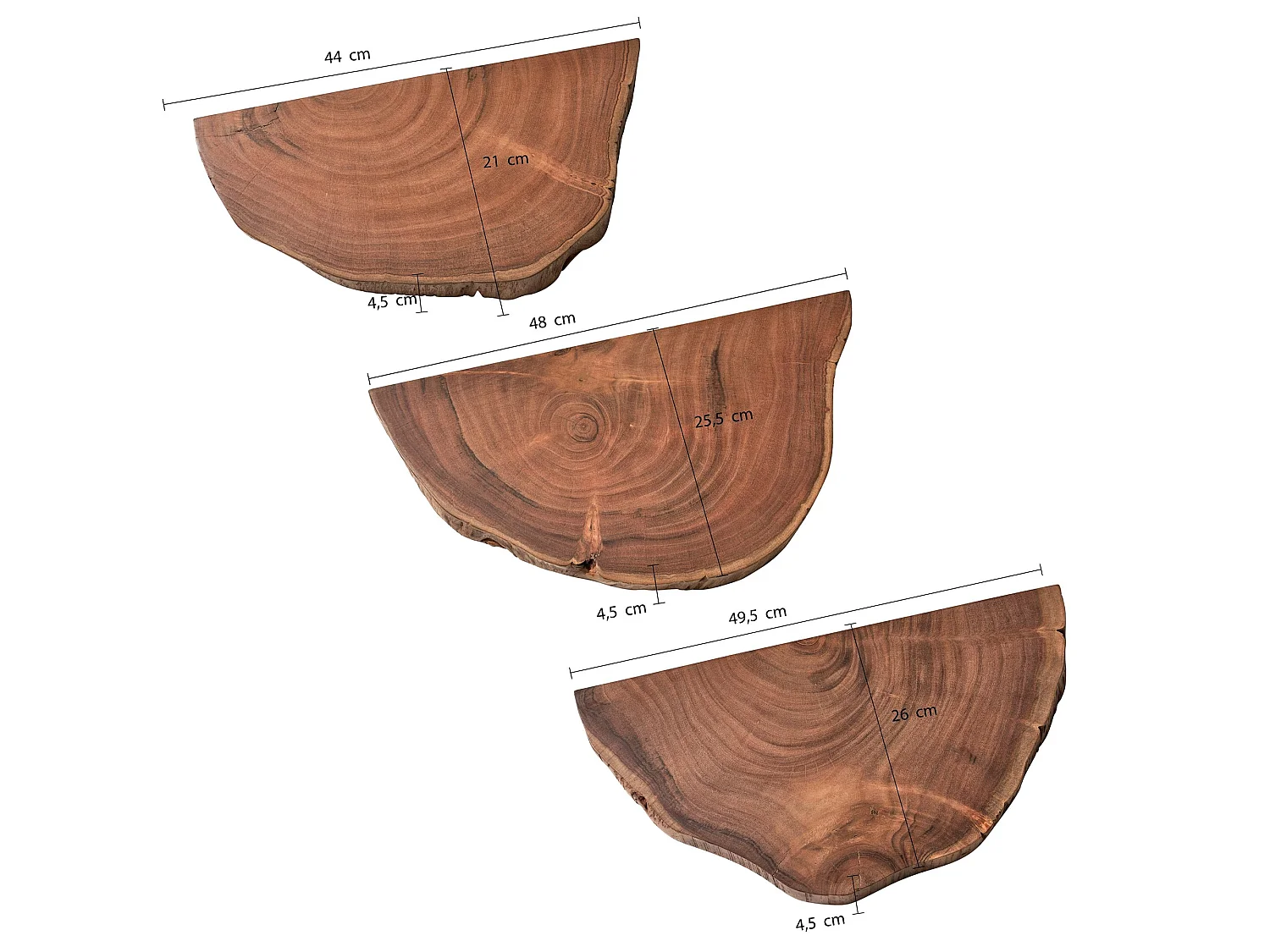 Lot de 3 Étagères Murale Bois Massif Étagère Suspendue Flottante Moderne