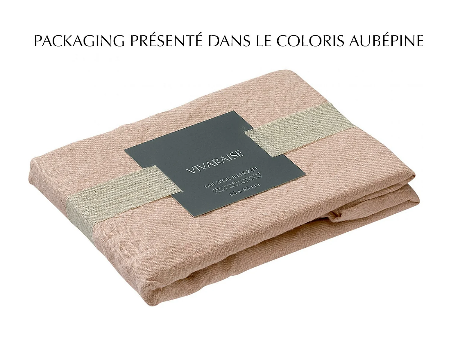 Taie d'oreiller Stonewashed Zeff vert de gris 65 x 65 cm Vivaraise