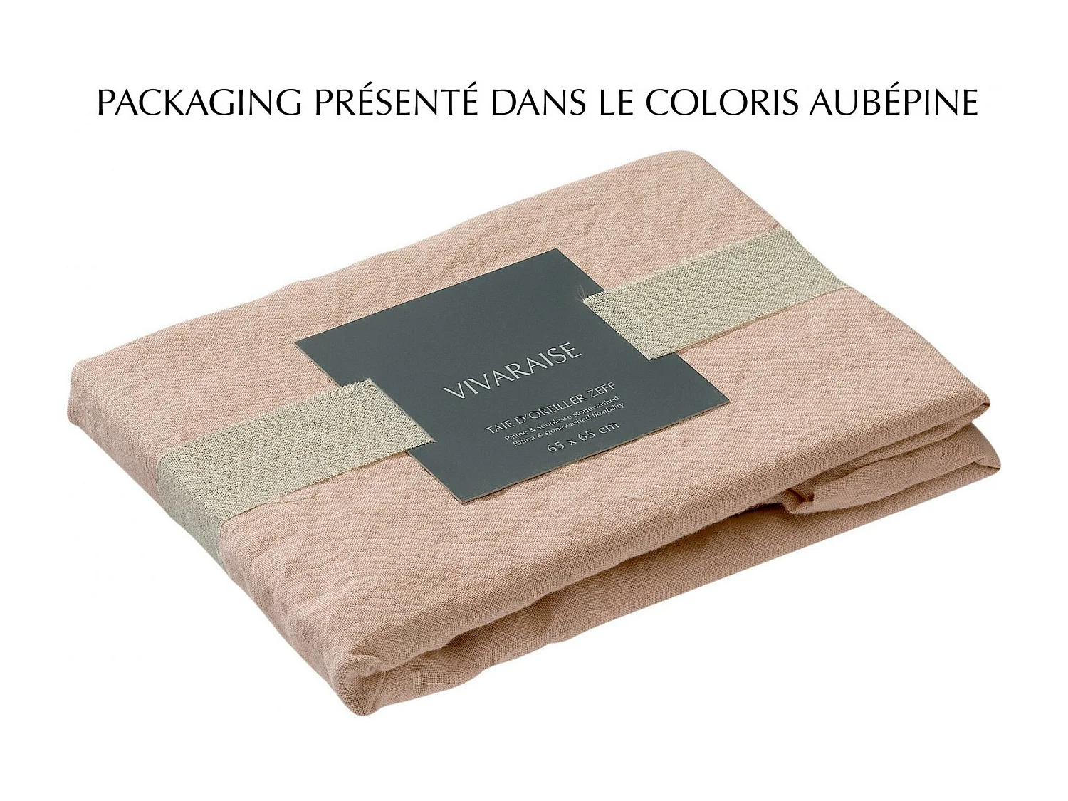 Taie d'oreiller Stonewashed Zeff vert de gris 65 x 65 cm Vivaraise