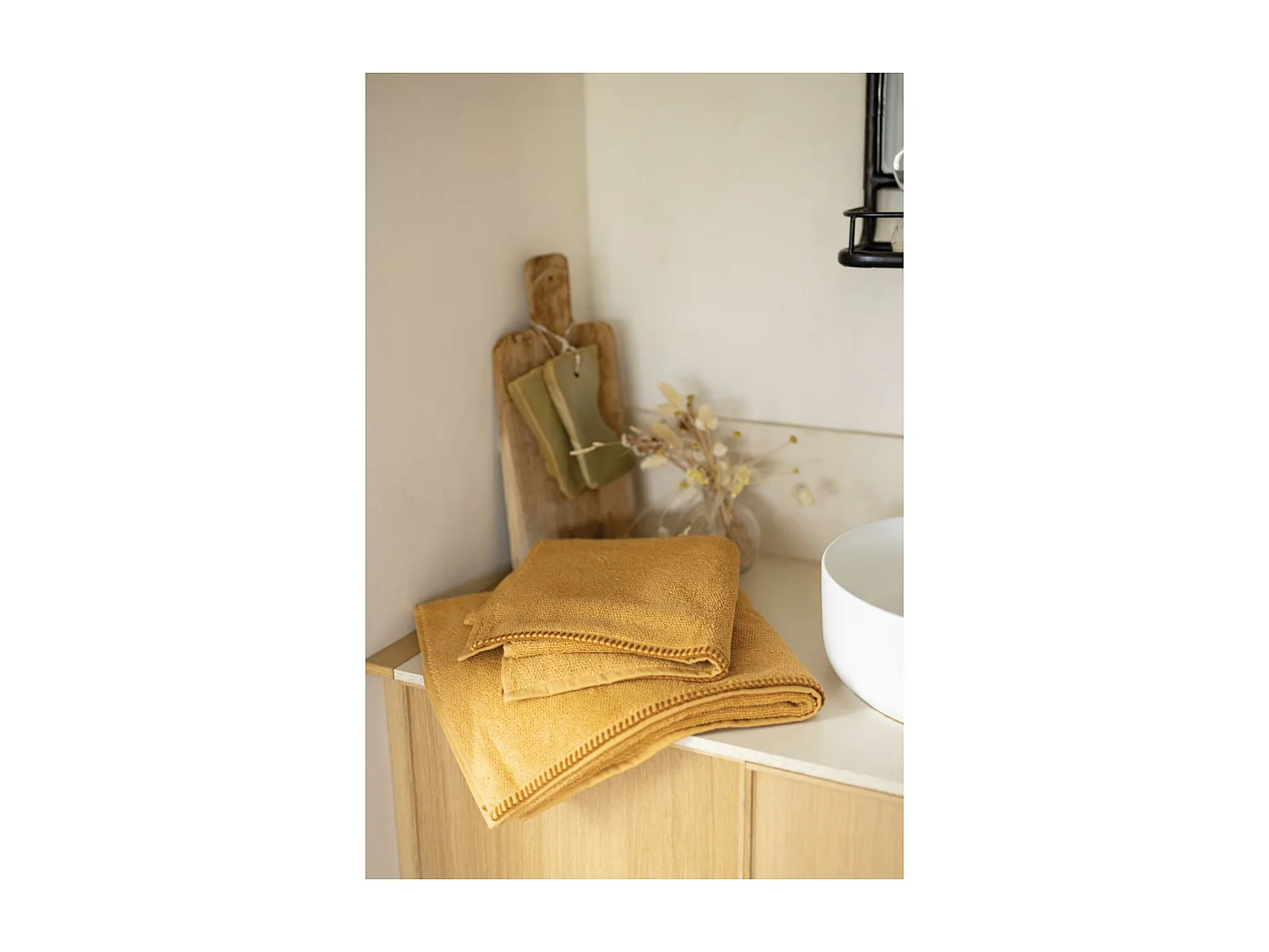 Drap de bain Bora moutarde 90 x 150 cm Vivaraise