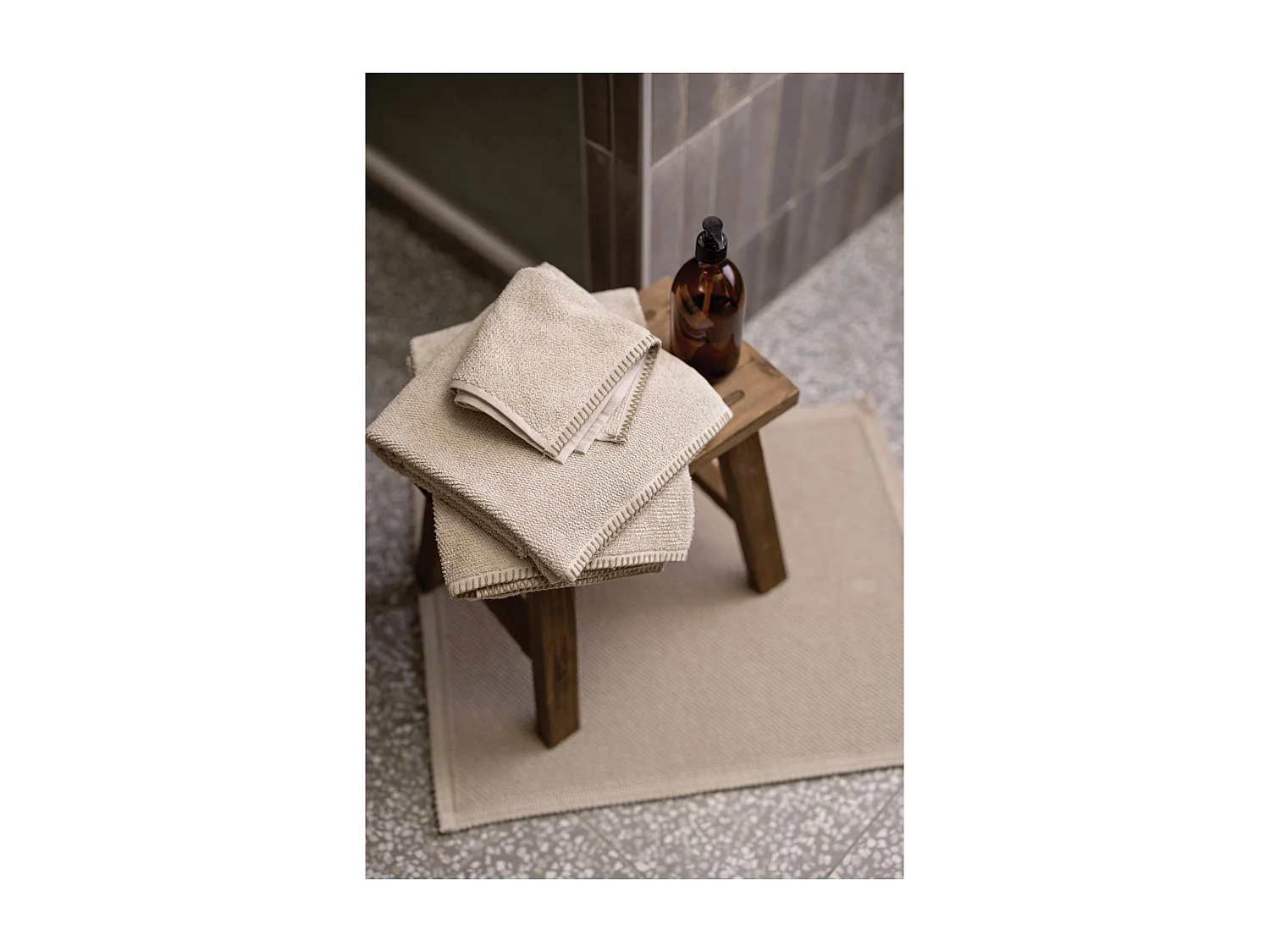 Drap de bain Bora galet 90 x 150 cm Vivaraise