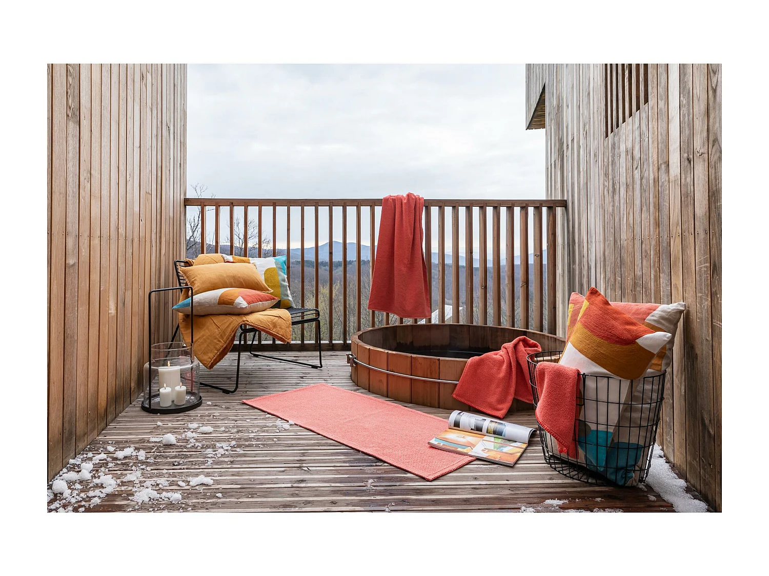 Drap de bain Bora corail 90 x 150 cm Vivaraise