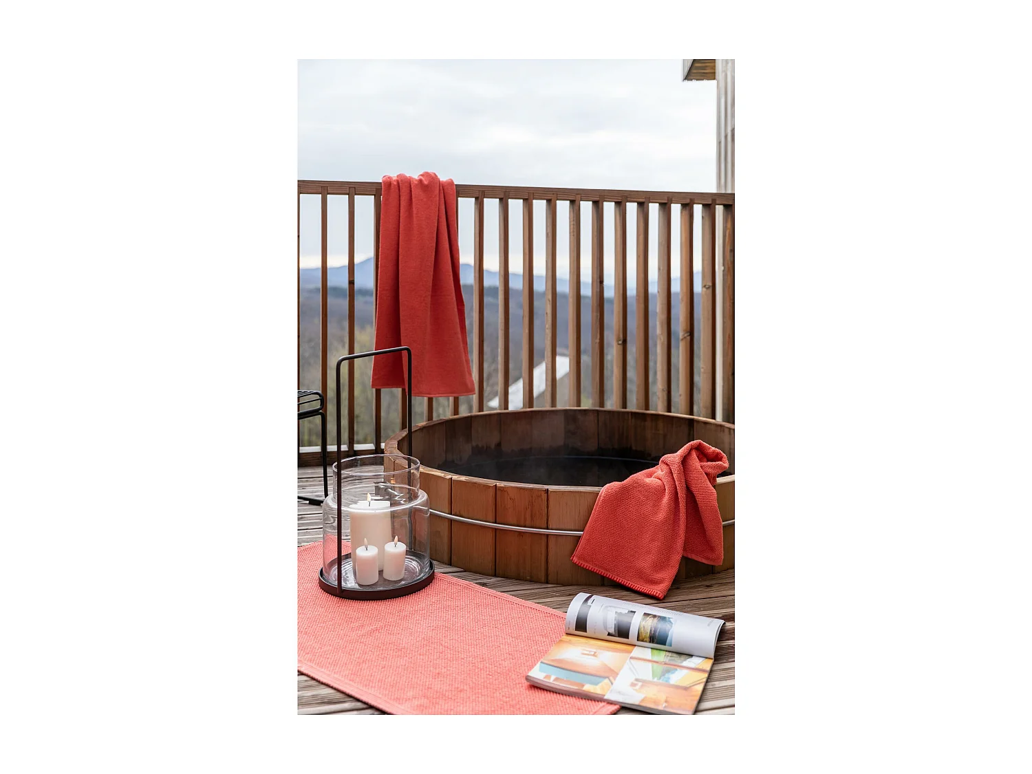 Drap de douche Bora corail 70 x 130 cm Vivaraise