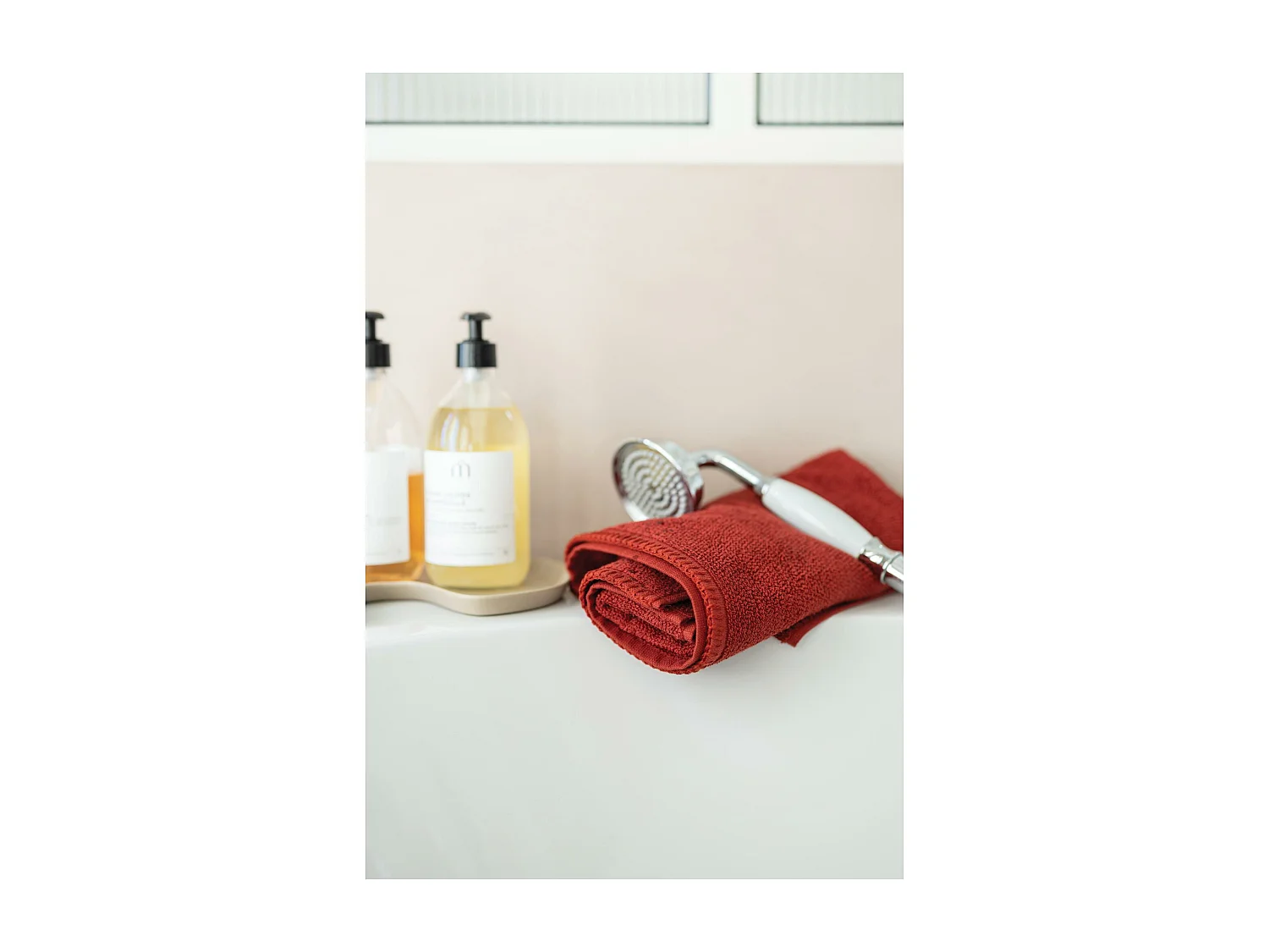 Drap de douche Bora geranium 70 x 130 cm Vivaraise