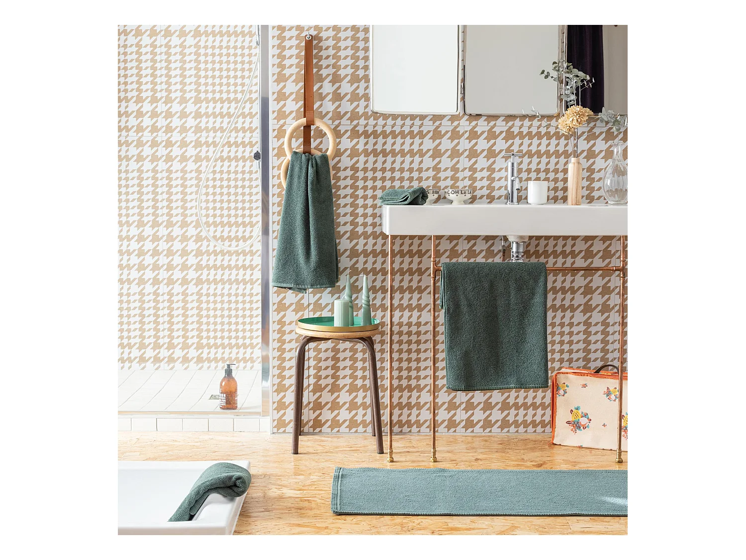 Drap de bain Bora fougère 90 x 150 cm Vivaraise