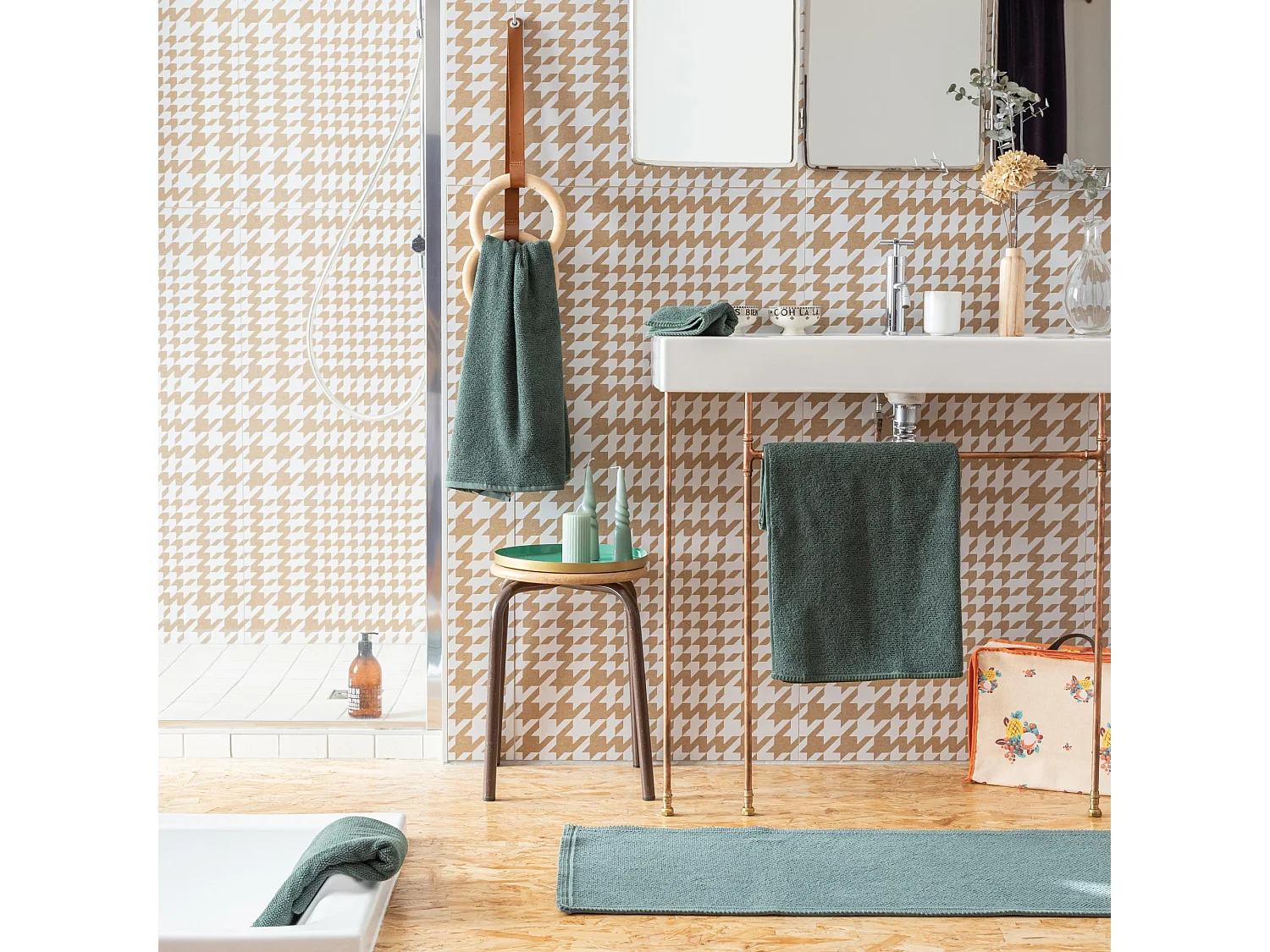 Drap de bain Bora fougère 90 x 150 cm Vivaraise