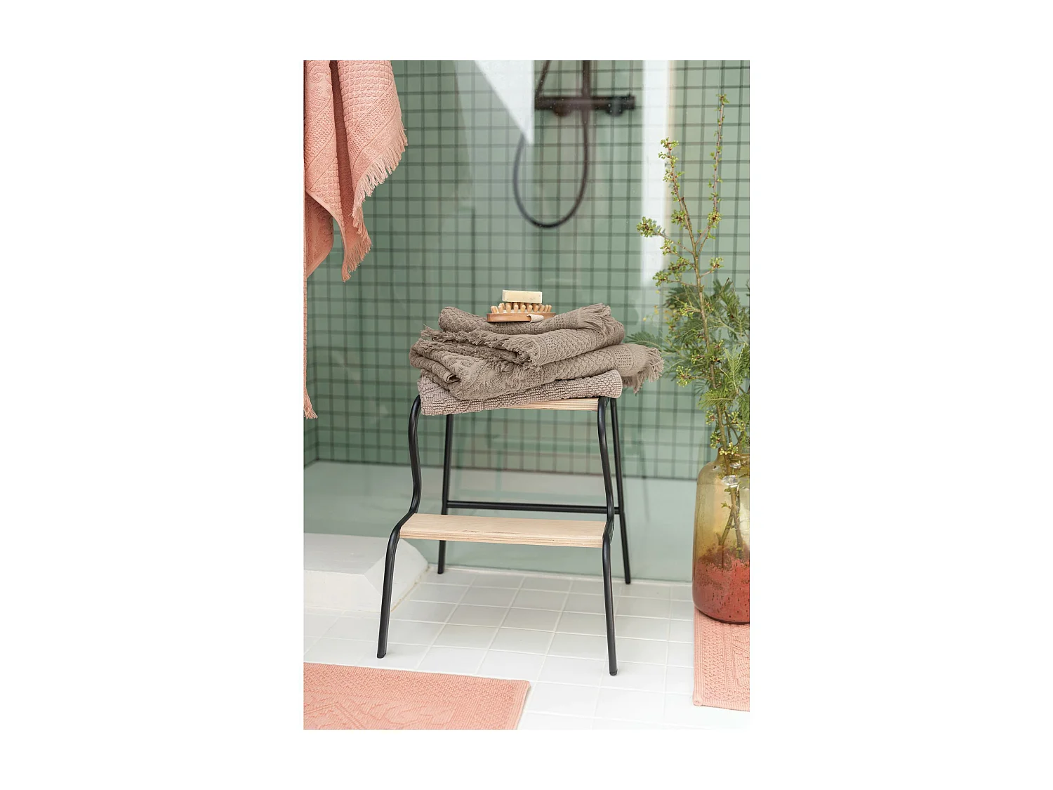 Drap de bain uni Zoe chamois 100 x 180 cm Vivaraise