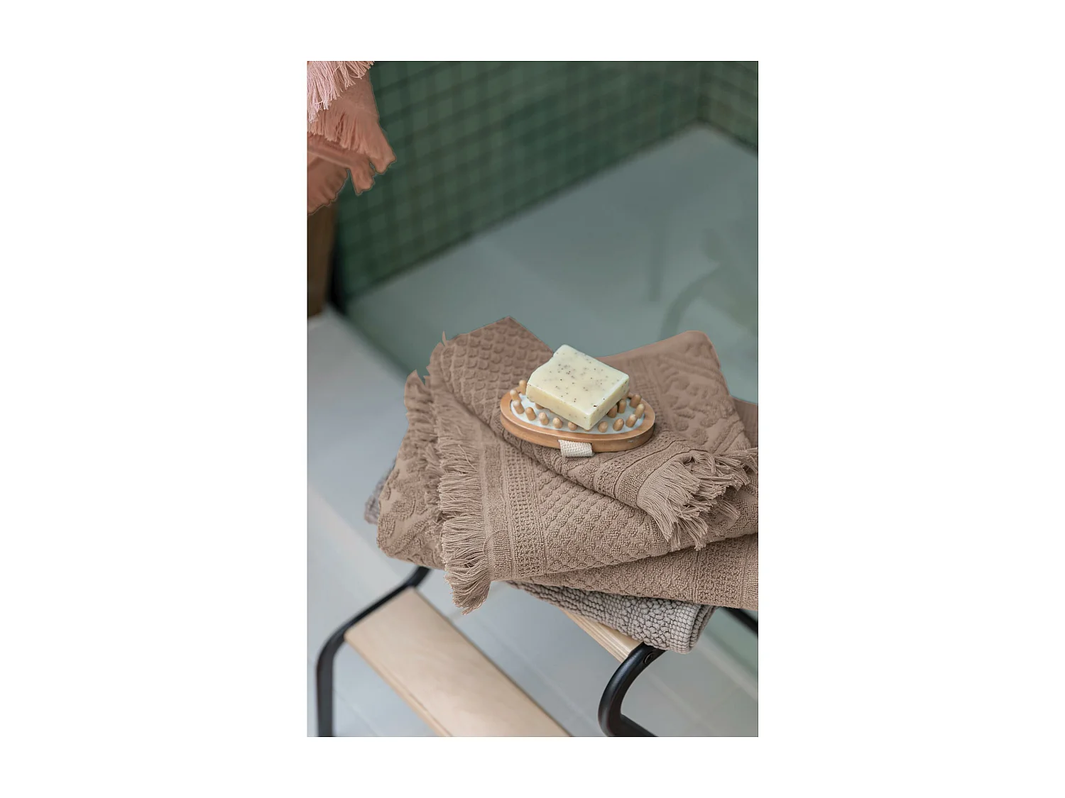 Drap de bain uni Zoe chamois 100 x 180 cm Vivaraise