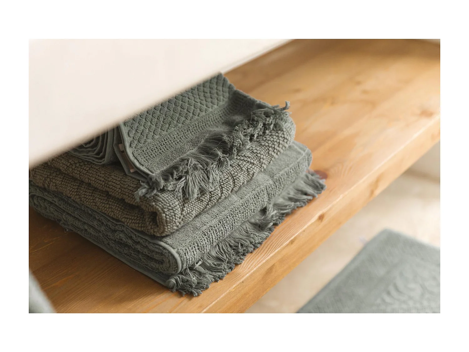 Drap de douche uni Zoe thym 70 x 140 cm Vivaraise