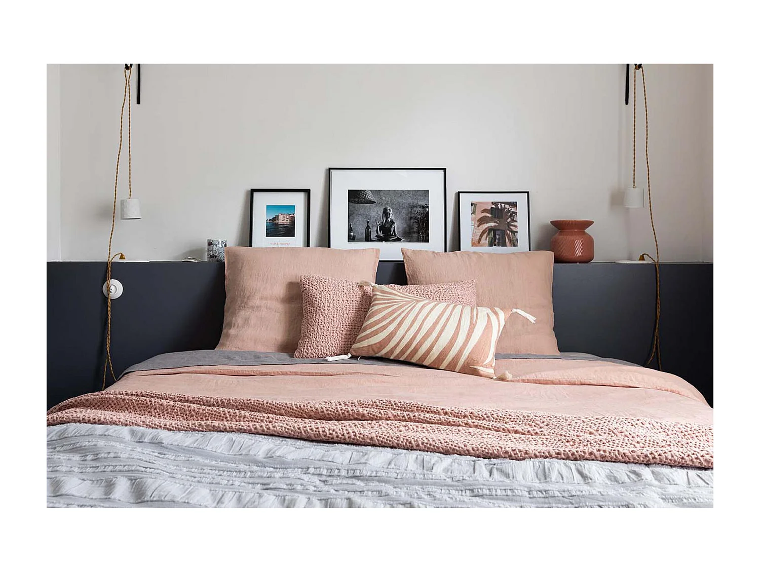 Housse de couette stonewashed Zeff aubepine 260 x 240 cm Vivaraise