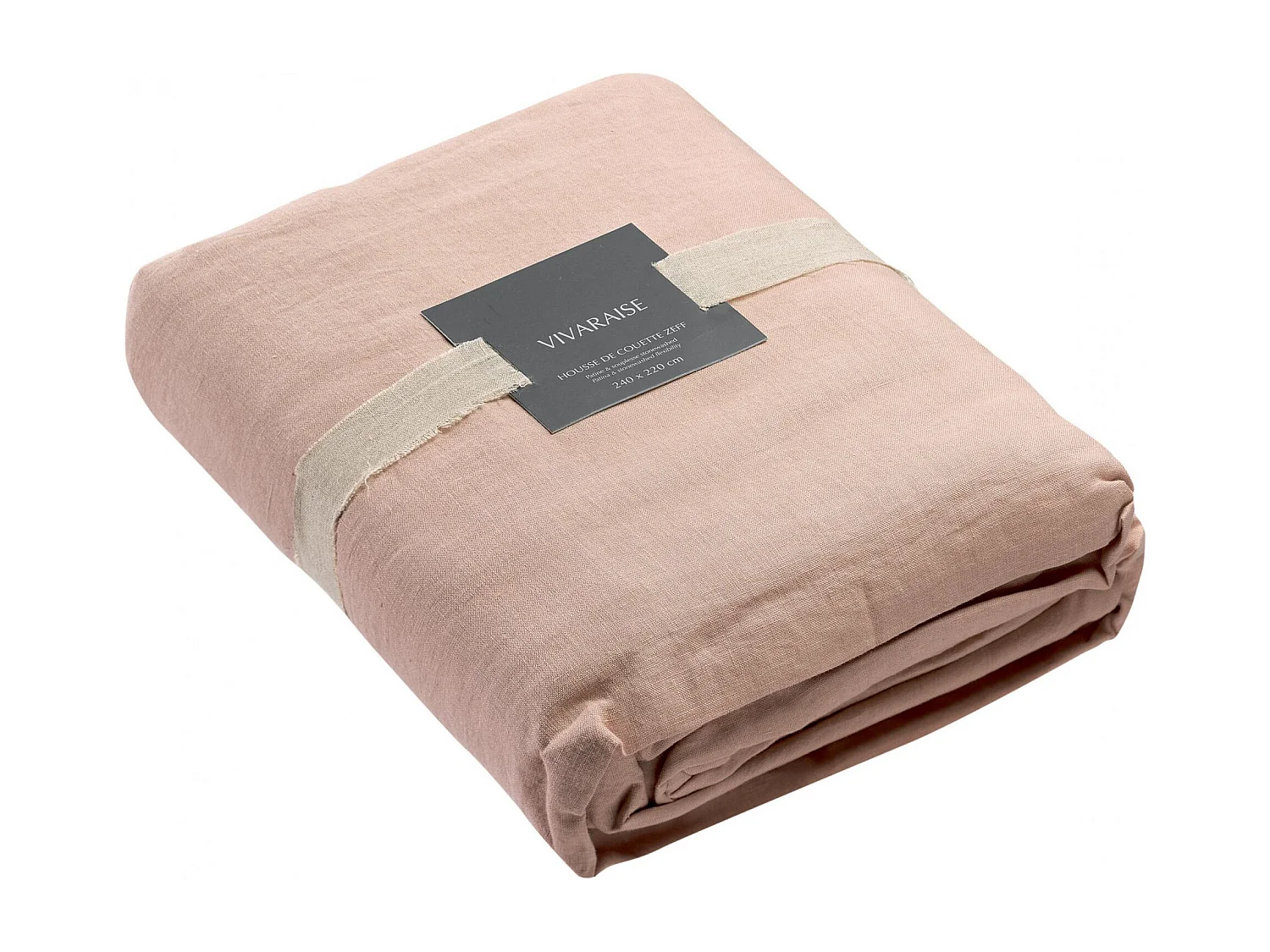 Housse de couette stonewashed Zeff aubepine 260 x 240 cm Vivaraise