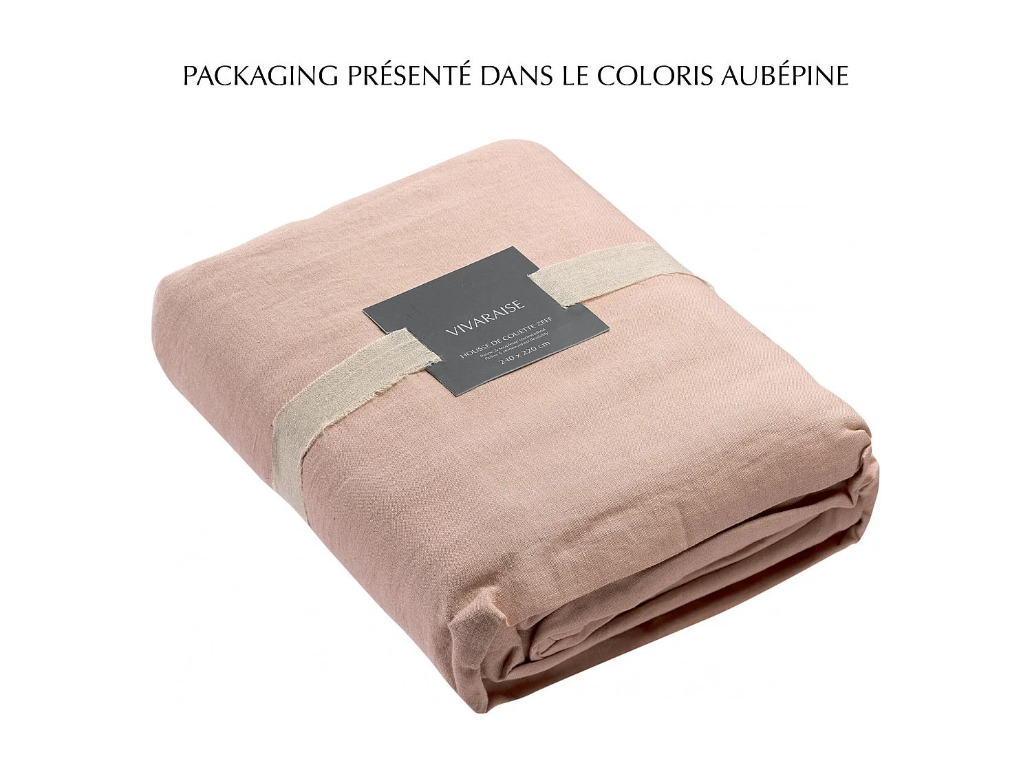 Housse de couette stonewashed Zeff aubepine 240 x 220 cm Vivaraise