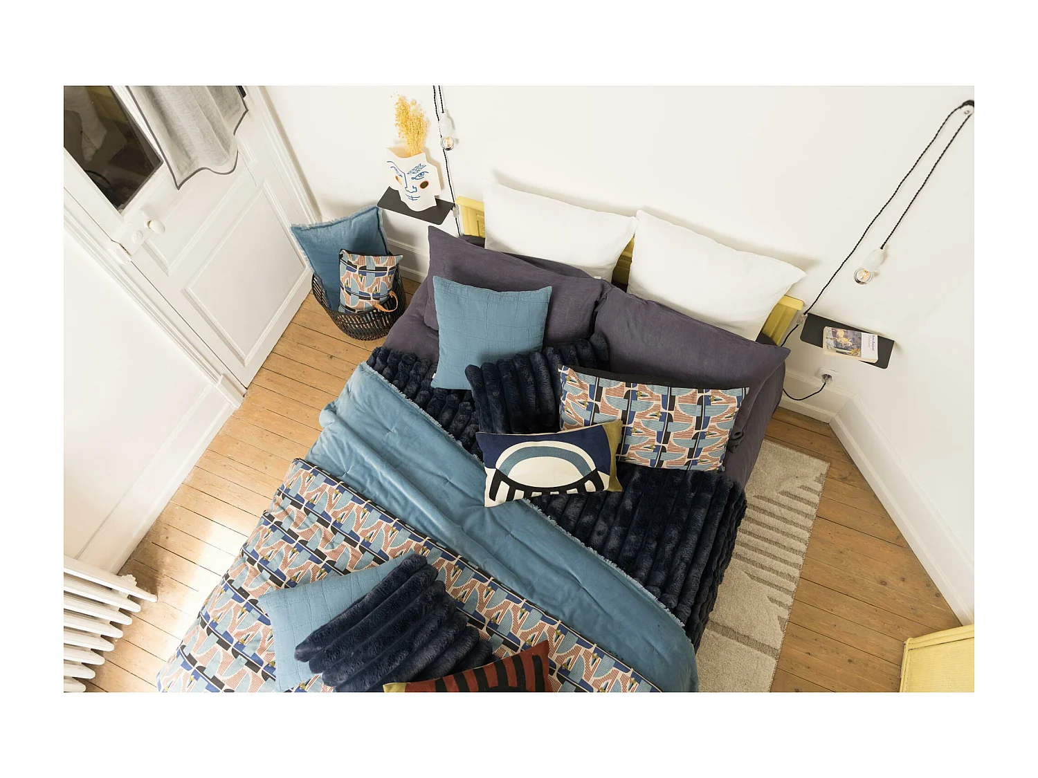 Housse de couette Linco marine 260 x 240 cm Vivaraise