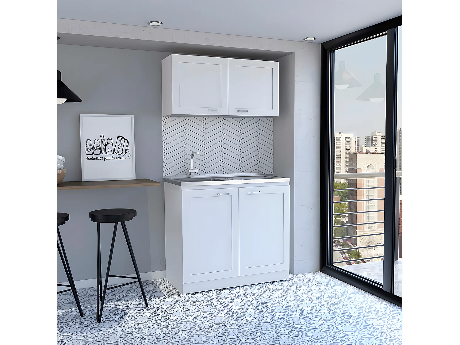 Set da cucina Zurich, con armadietti base e top