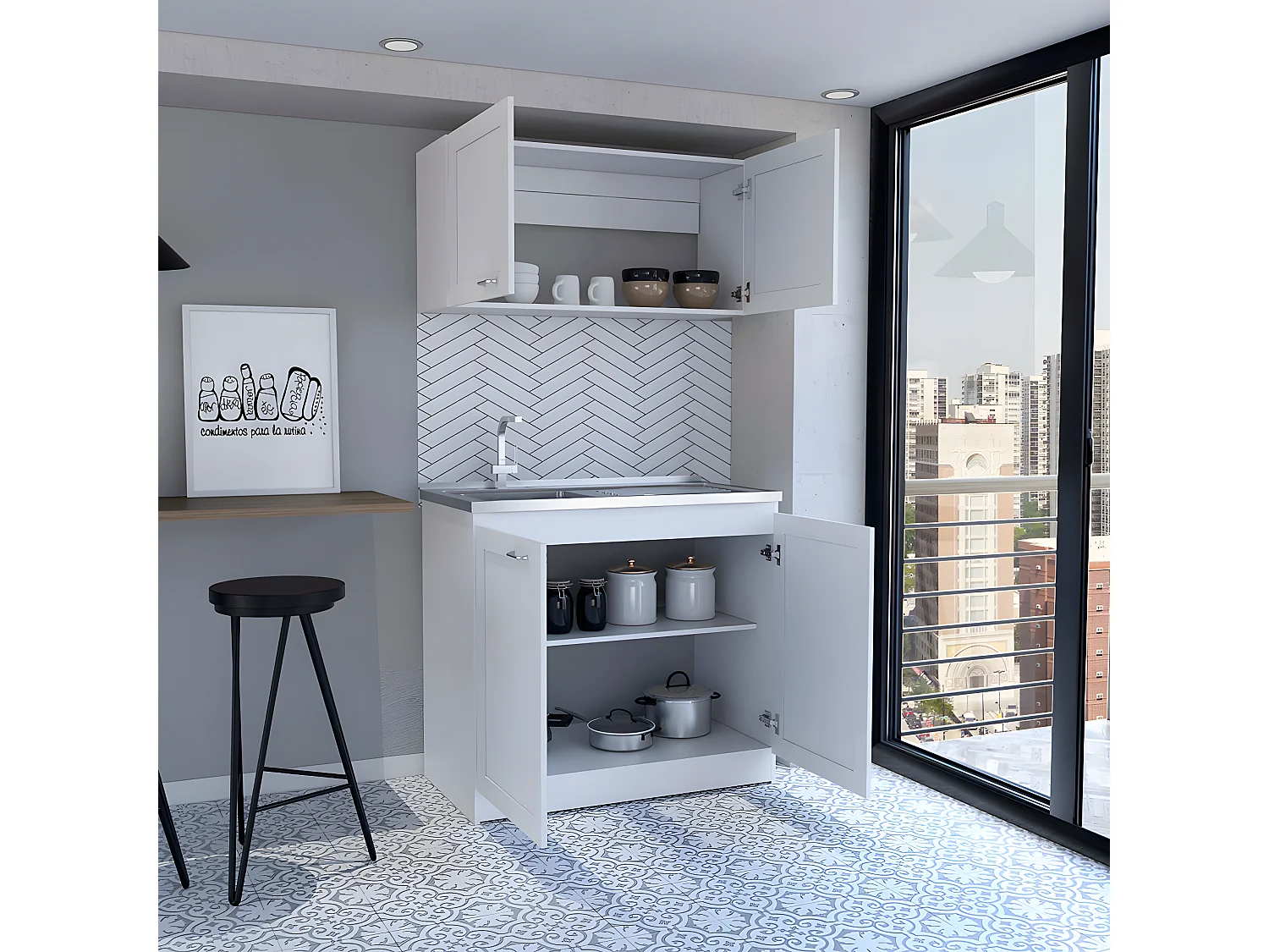 Set da cucina Zurich, con armadietti base e top