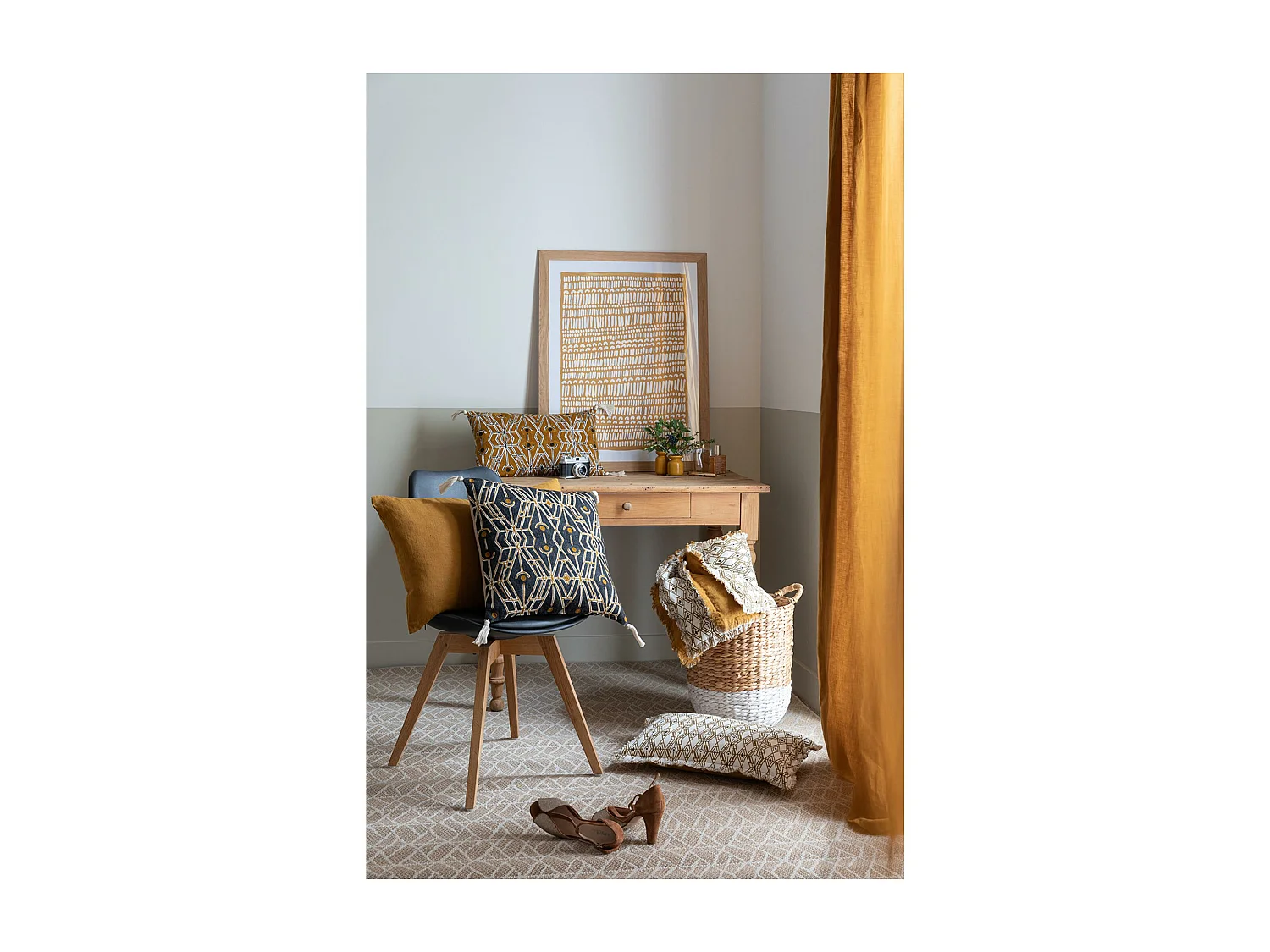 Rideau stonewashed Zeff bronze 140 x 280 cm Vivaraise