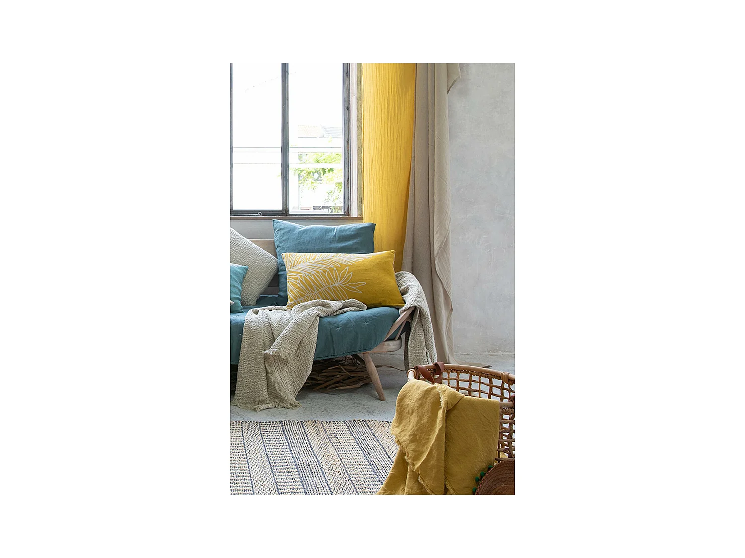 Rideau stonewashed Zeff naturel 140 x 280 cm Vivaraise