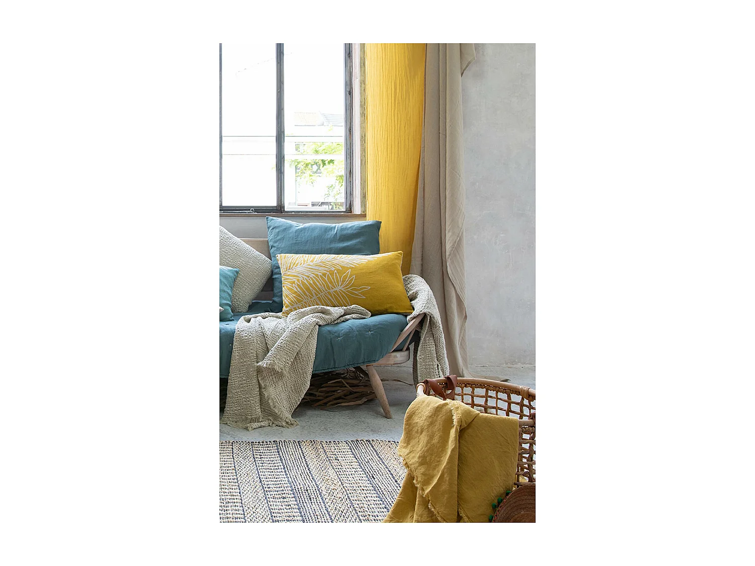 Rideau voile Zeff prusse 140 x 280 cm Vivaraise