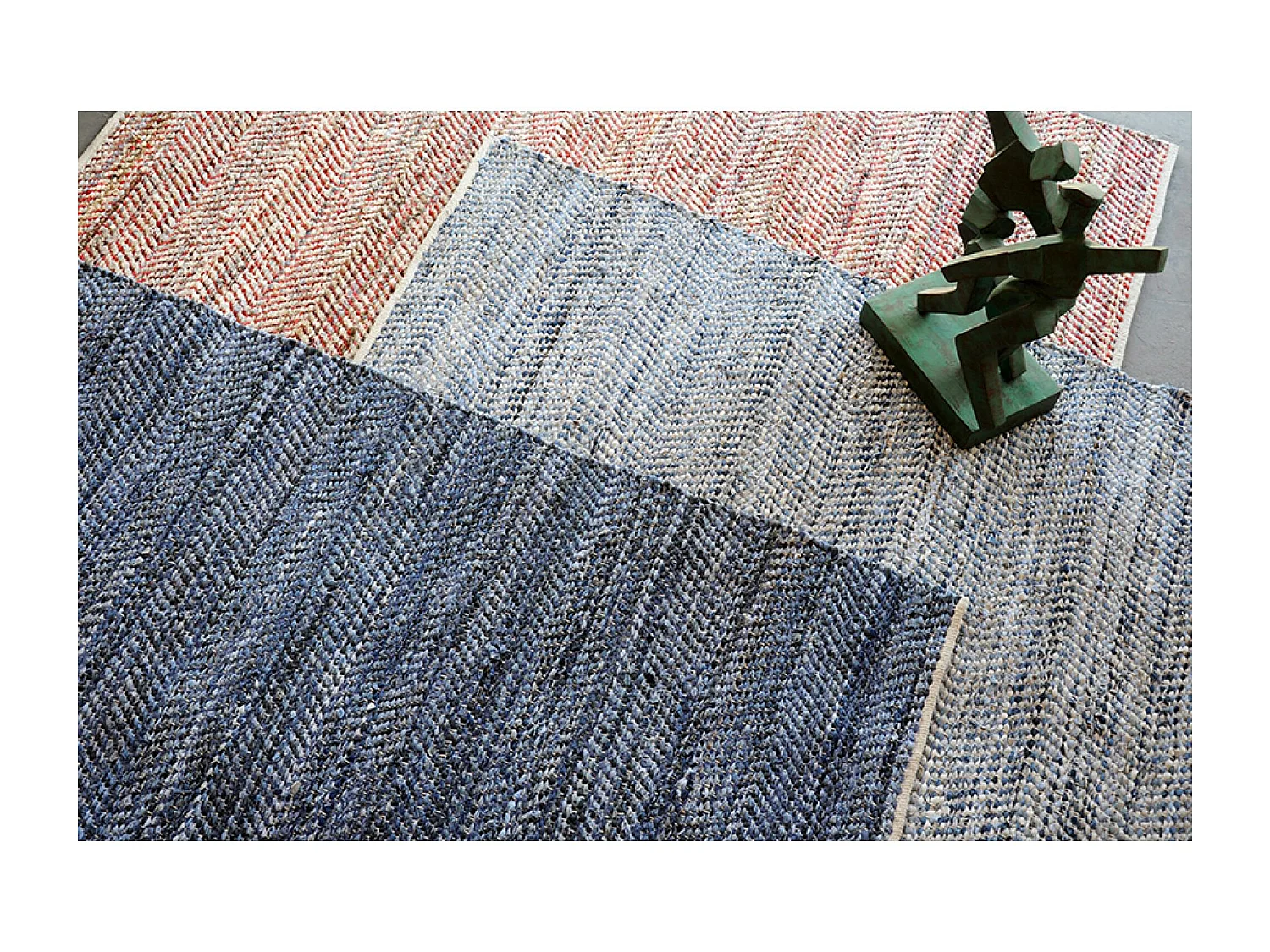 Atlas Tapijt Wit/Blauw 160 x 230 cm