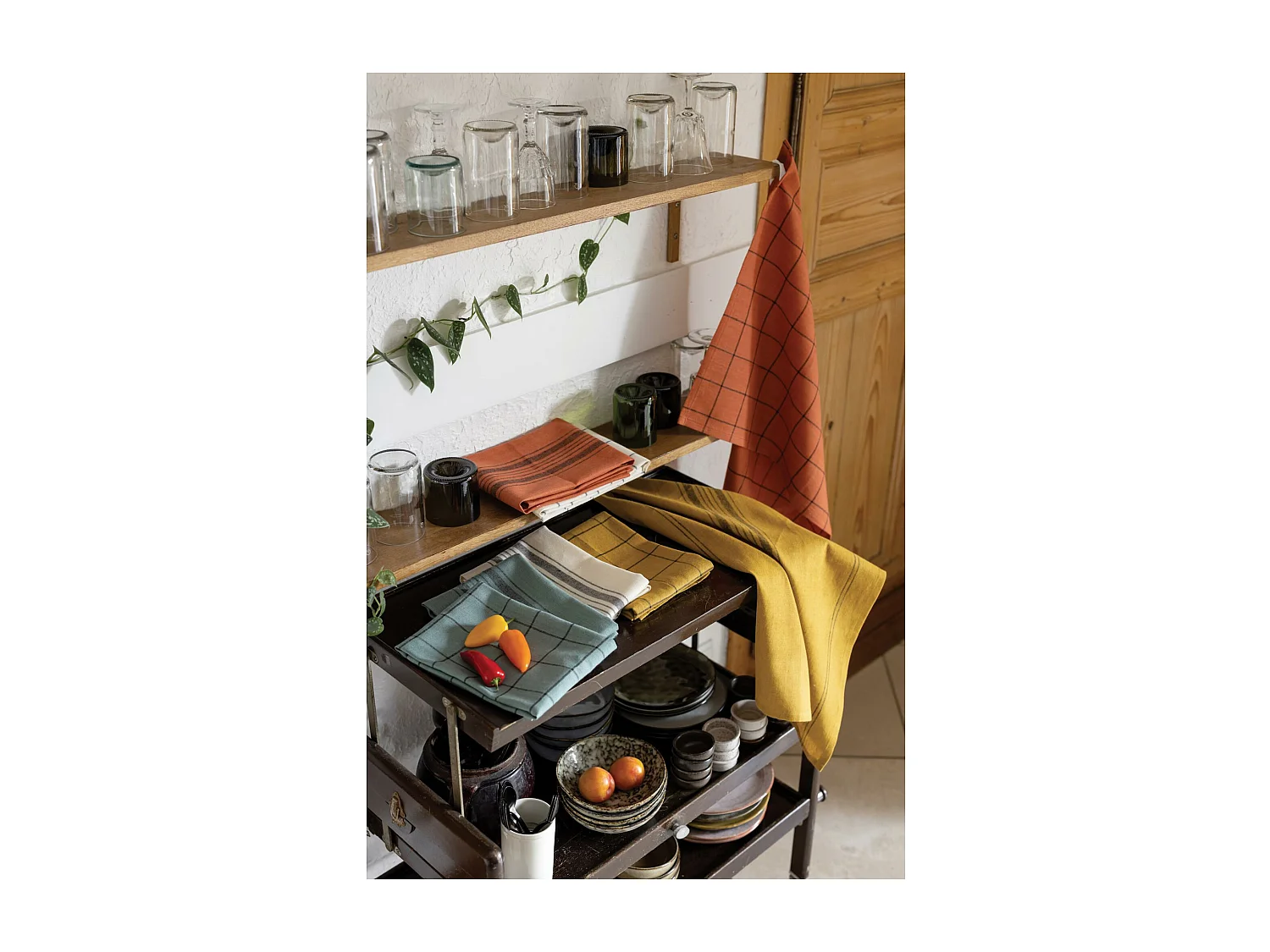 Strofinaccio misto a quadri Kilia Bronzo 50 x 70 cm