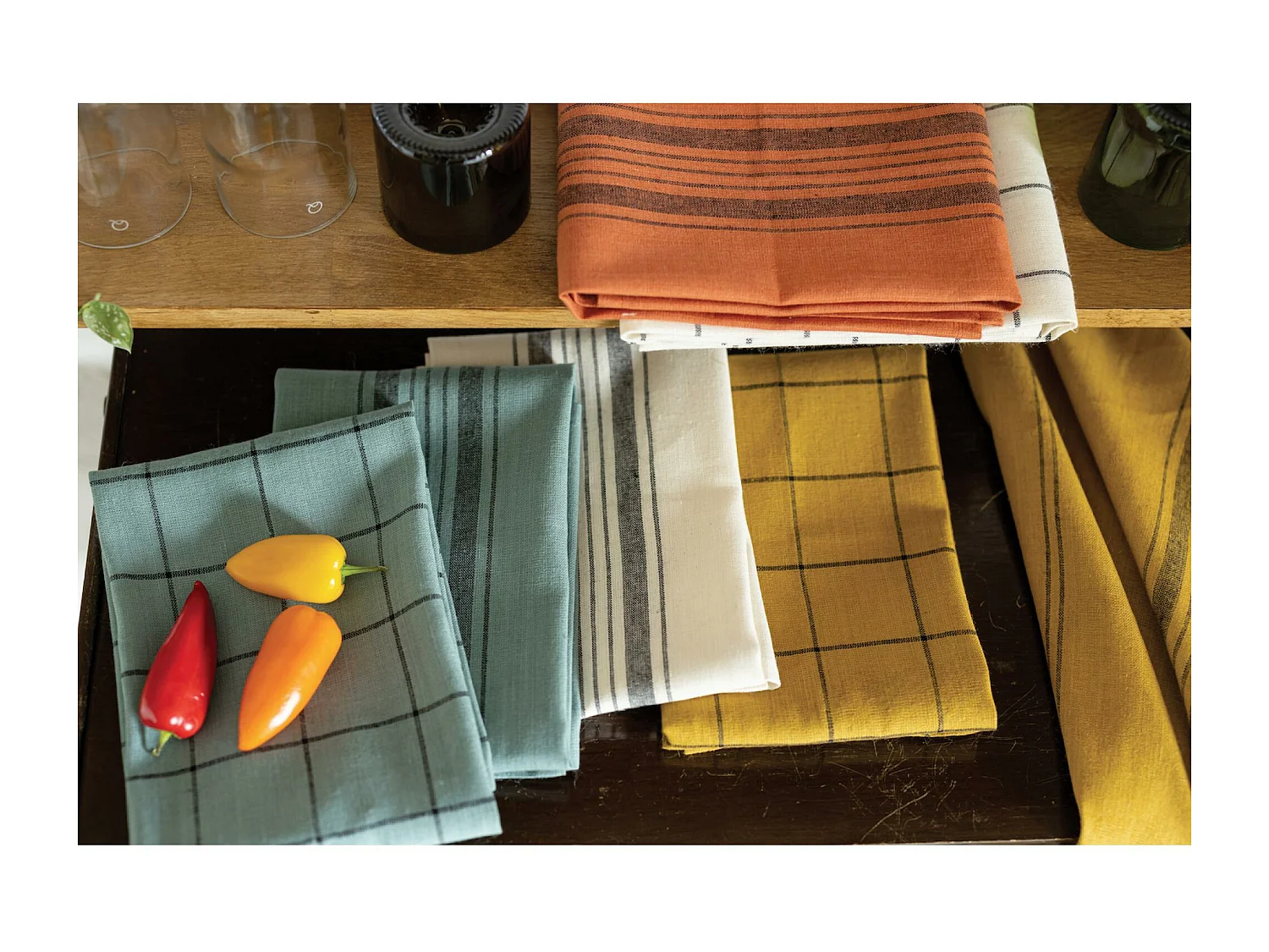 Strofinaccio misto a quadri Kilia Bronzo 50 x 70 cm