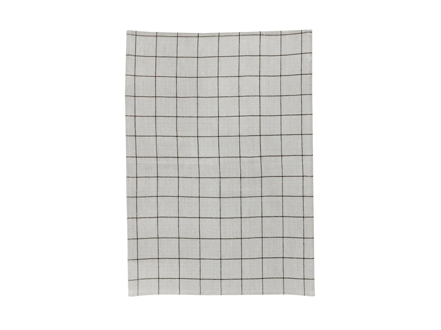 Pano de prato de linho e algodão xadrez Kilia Ecru 50 x 70 cm