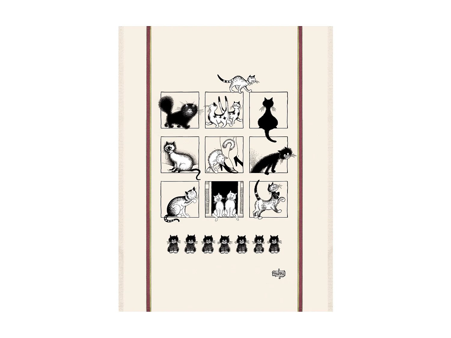 Grand torchon Dubout Galerie de chats ecru 60 x 80 cm Winkler